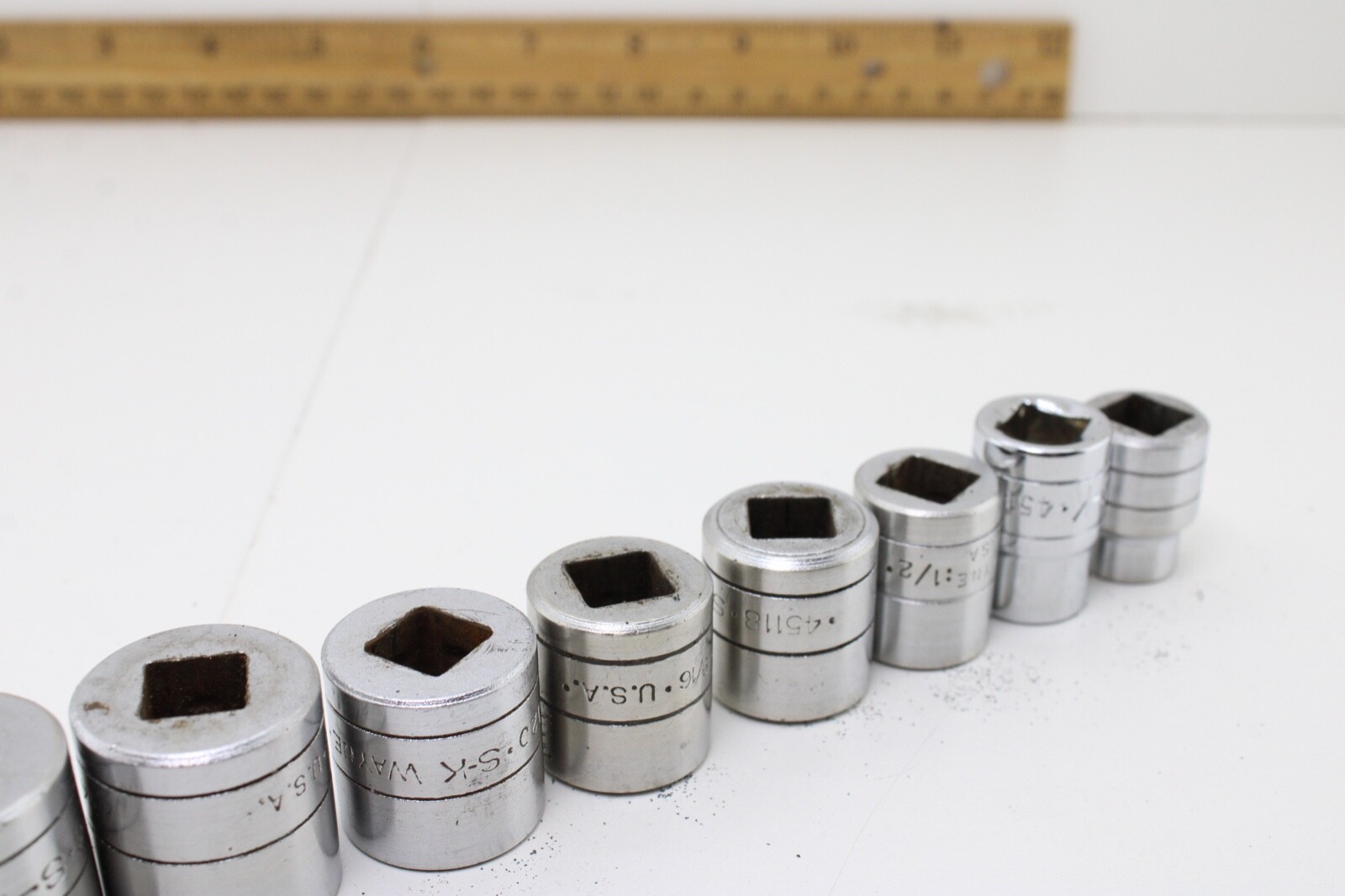 S-K Tools 45128-45112 7/8″-3/8″ 3/8″ Drive 9 Piece 12/6 Point Sockets Set USA