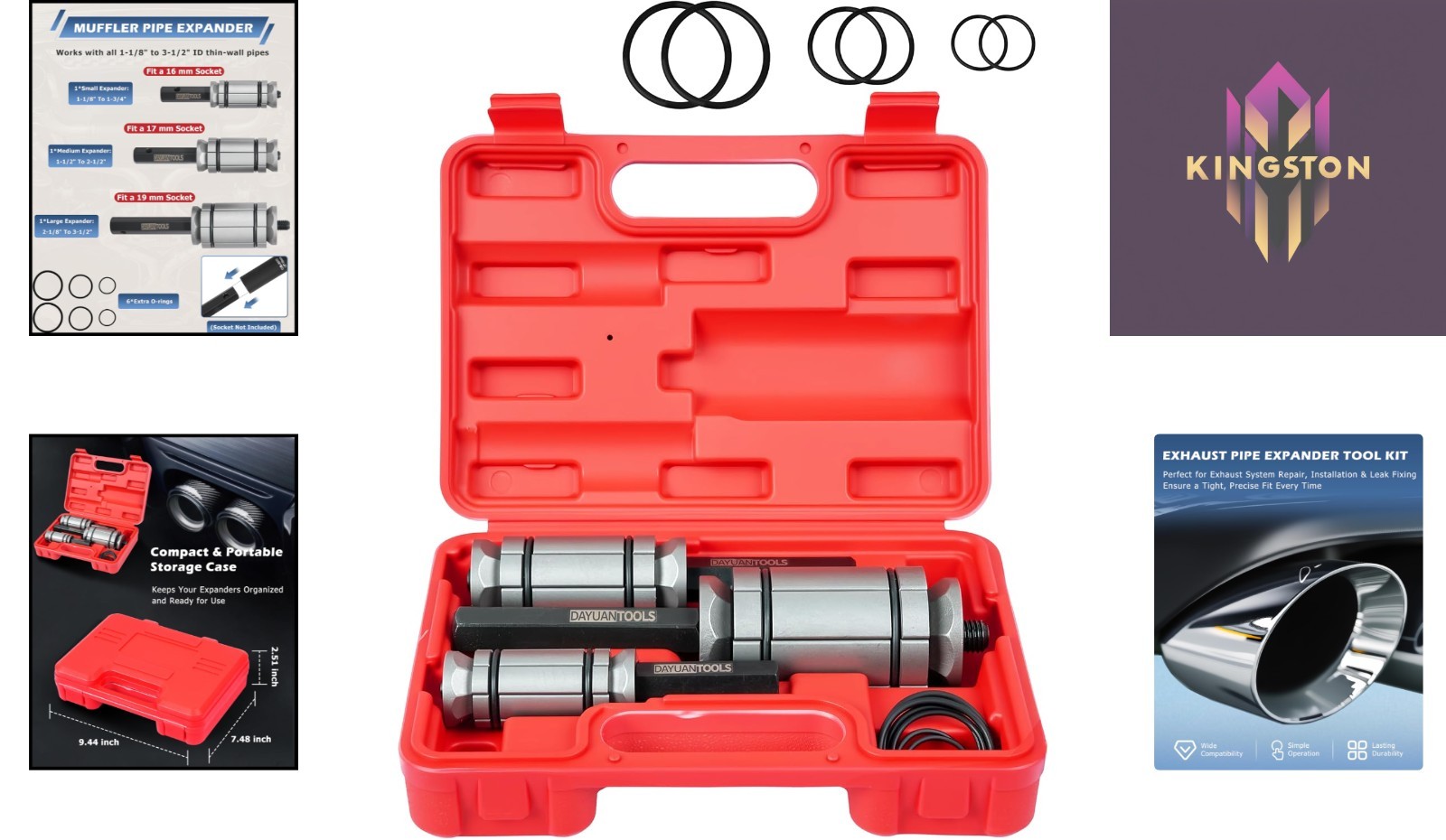 Universal Fit Exhaust Pipe Expander Tool Kit, 1-1/8″ to 3-1/2″ – Heavy-Duty