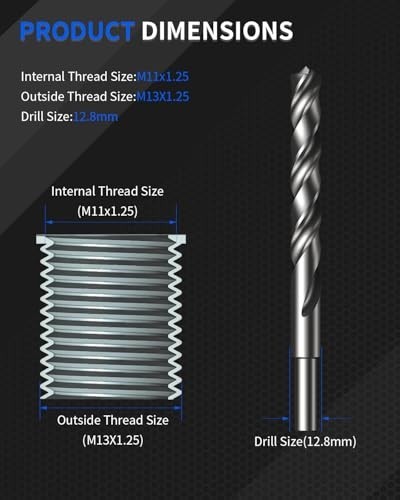 M11x1.25 Metric Thread Repair Kit – HSS Drill, Tap, Counterbore & 10 Inserts