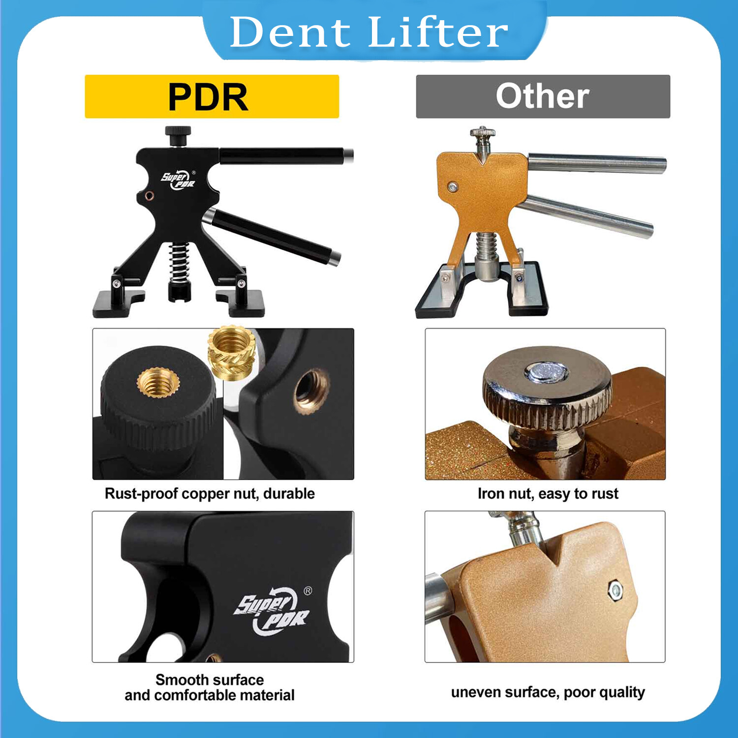 PDR Car Body Dent Puller Bridge Lifter LED Paintless Hail Remover Repair Kit