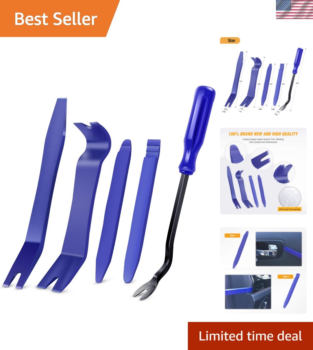 5PCS Auto Trim Removal Tool Kit No-Scratch Pry Tool Kit for Car Door Clip Pan…