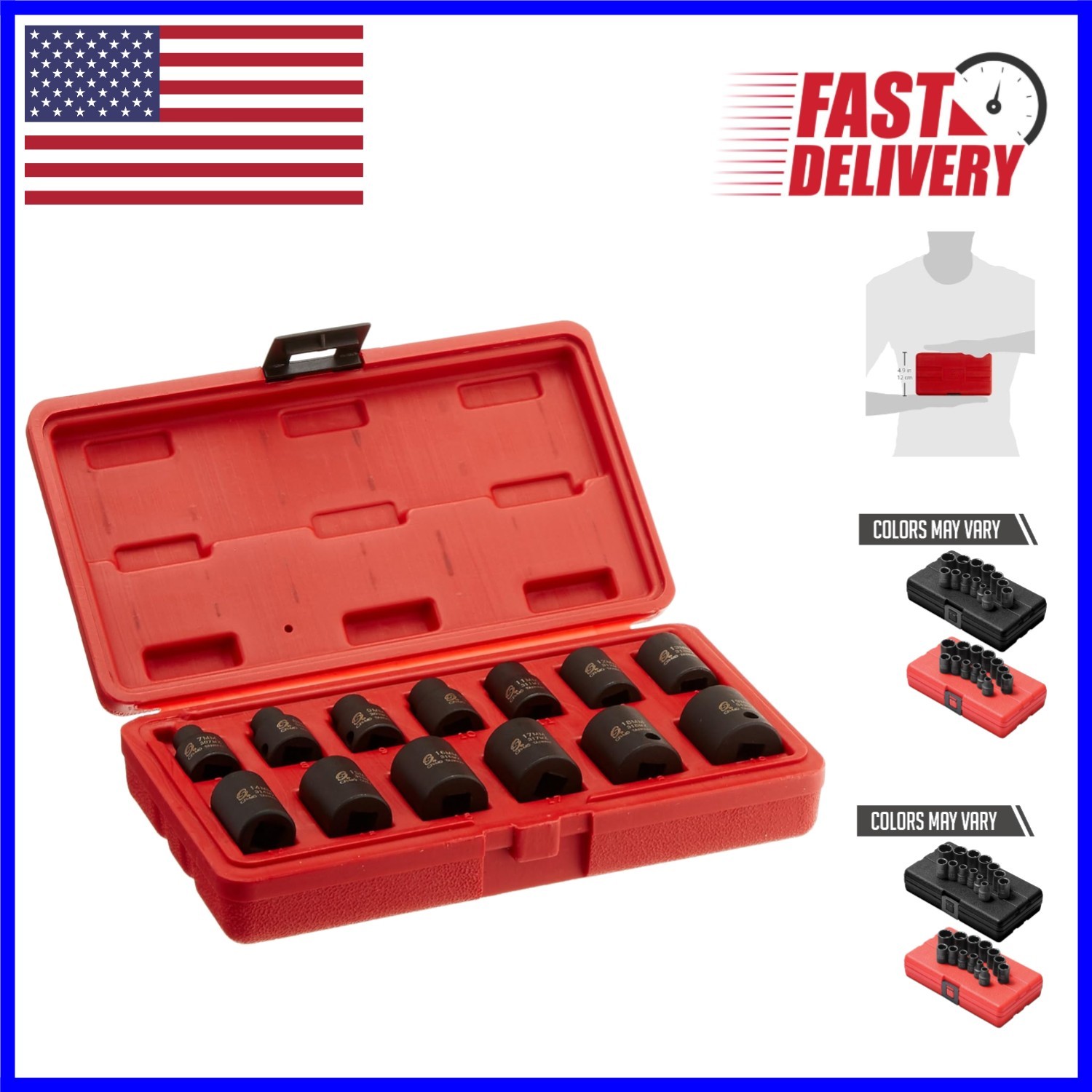 13-Piece 3/8-Inch Drive Metric 12-Point Impact Socket Set for Automotive Use