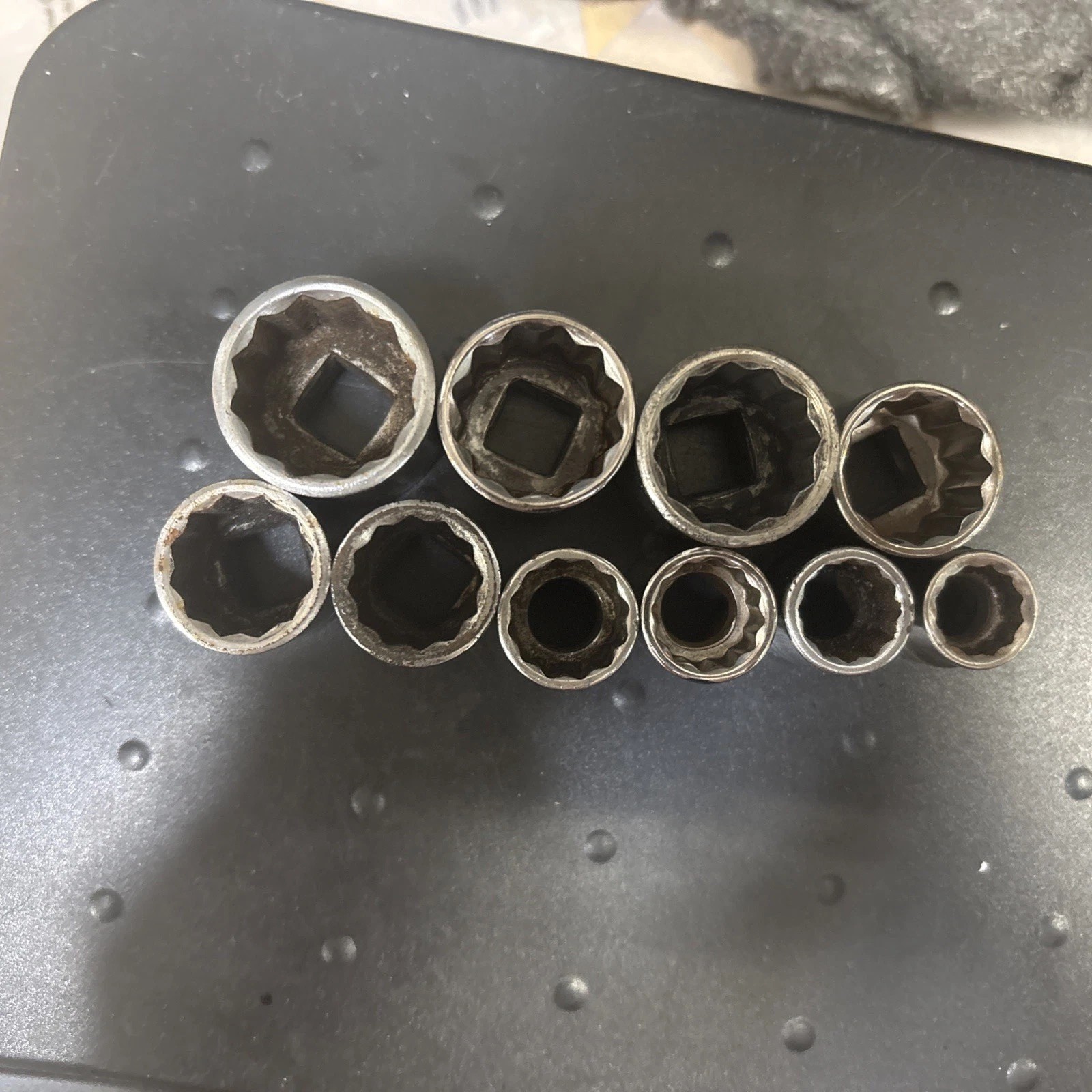 Vintage Craftsman Metic 10 Piece Socket 12 Point 3/8″ Drive Set 10mm-19mm USA