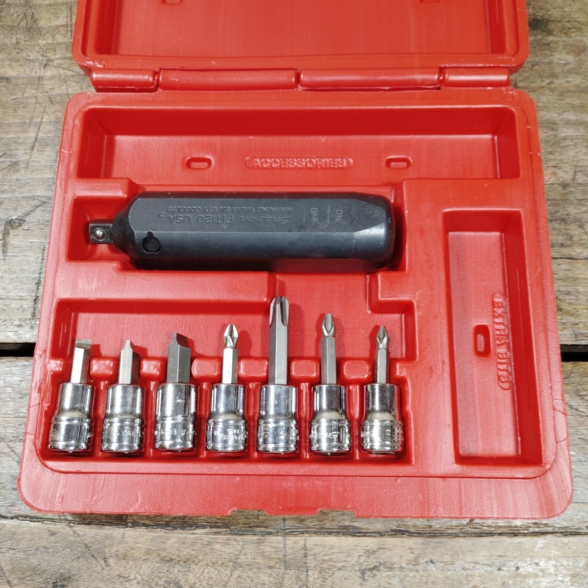 Snap On 208EPIT 8 pc 3/8” Impact Driver Set Red Case Tools
