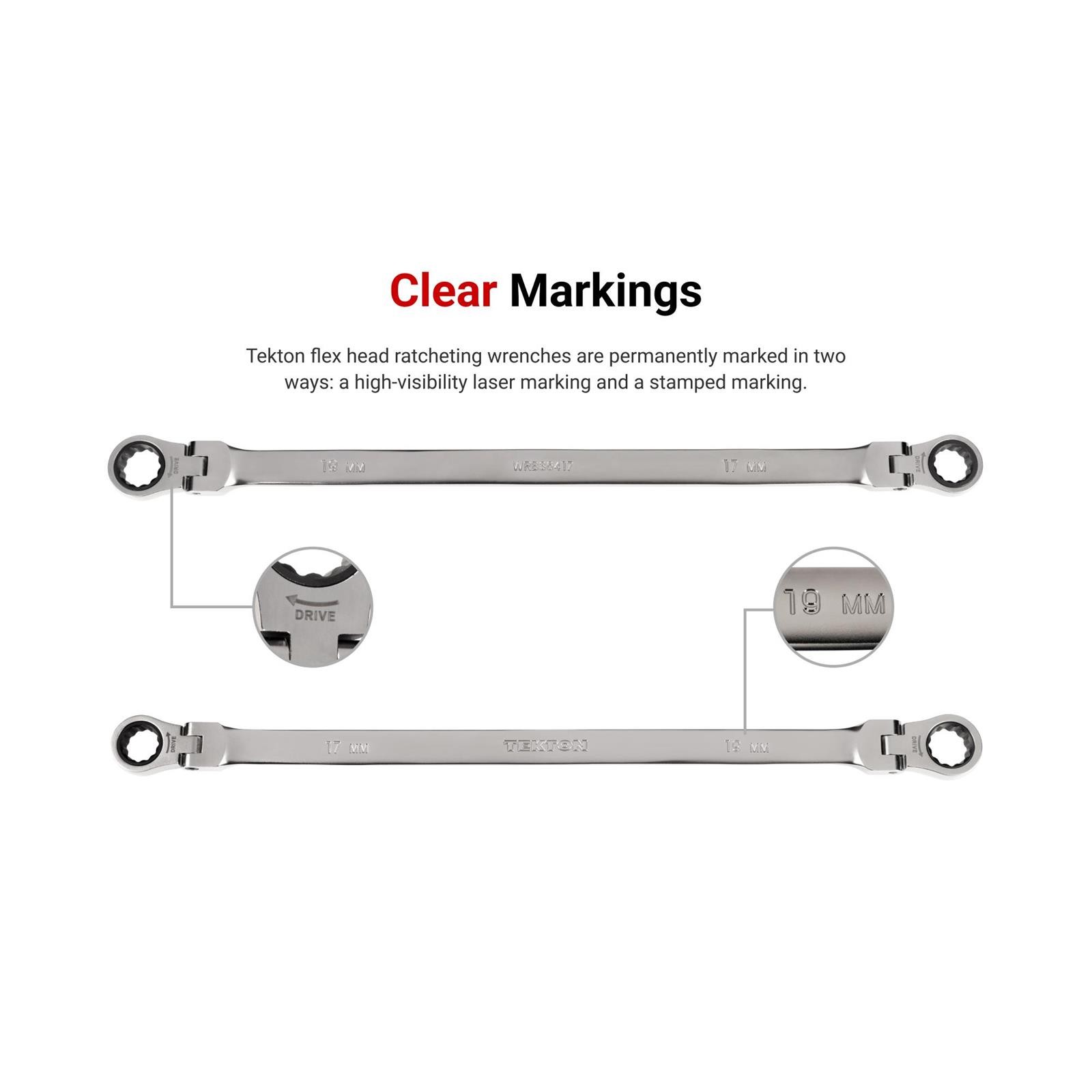 Tekton WRB96301 Long Flex Head 12-Point Ratcheting Box End Set