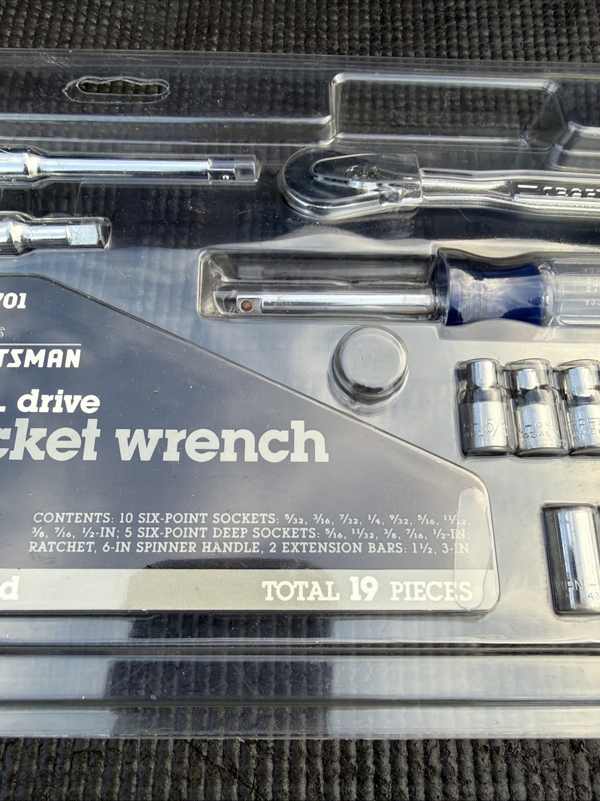 Sears Craftsman USA Nos 19pc SAE Prev Gen 1/4” Ratchet Socket Set 34701