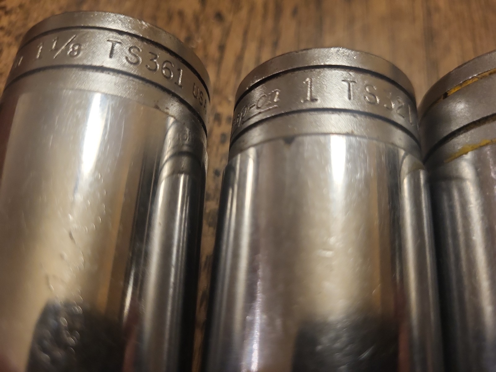 Lot 4 Snap On Deepwell Sockets TS321 TS361 S-341 SFS 281 7/8 1 1 1/16 , 1 1/8