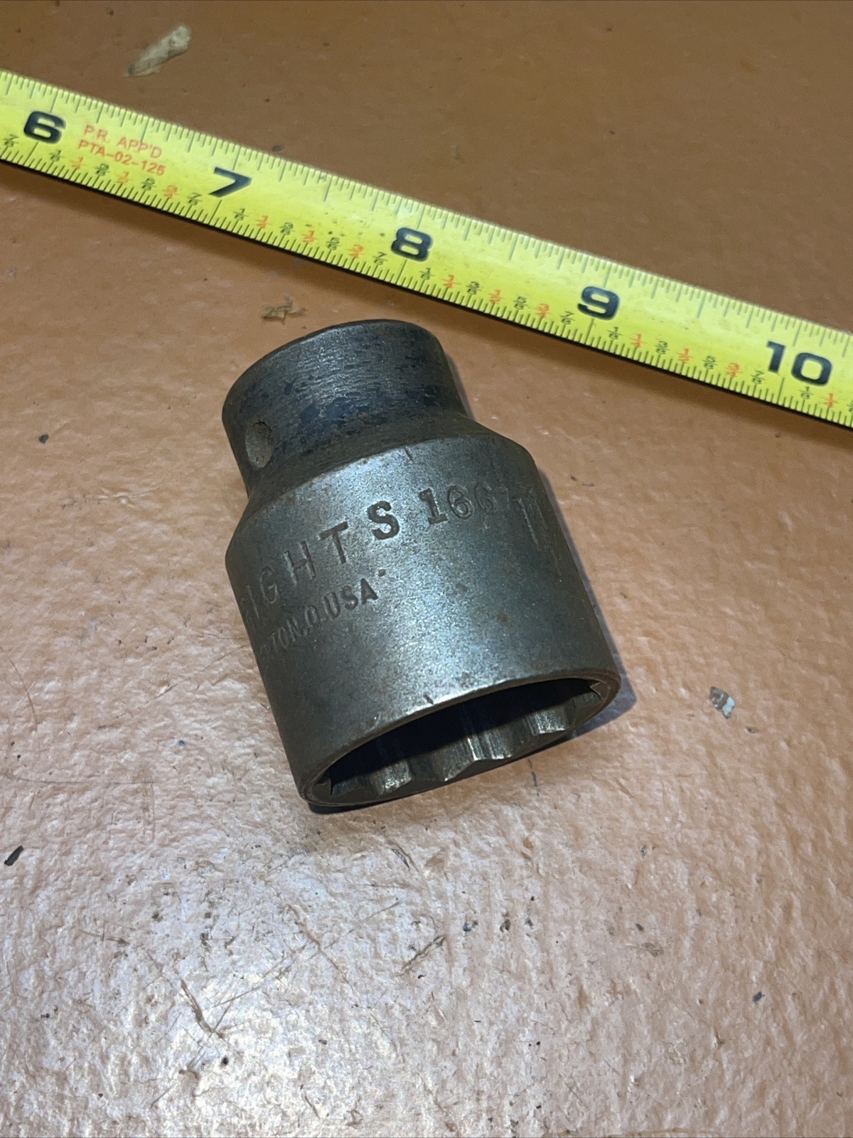 Wright USA S186 1 1/8 In SAE 1/2 Drive 12 Point Impact Socket Vintage 1-1/8