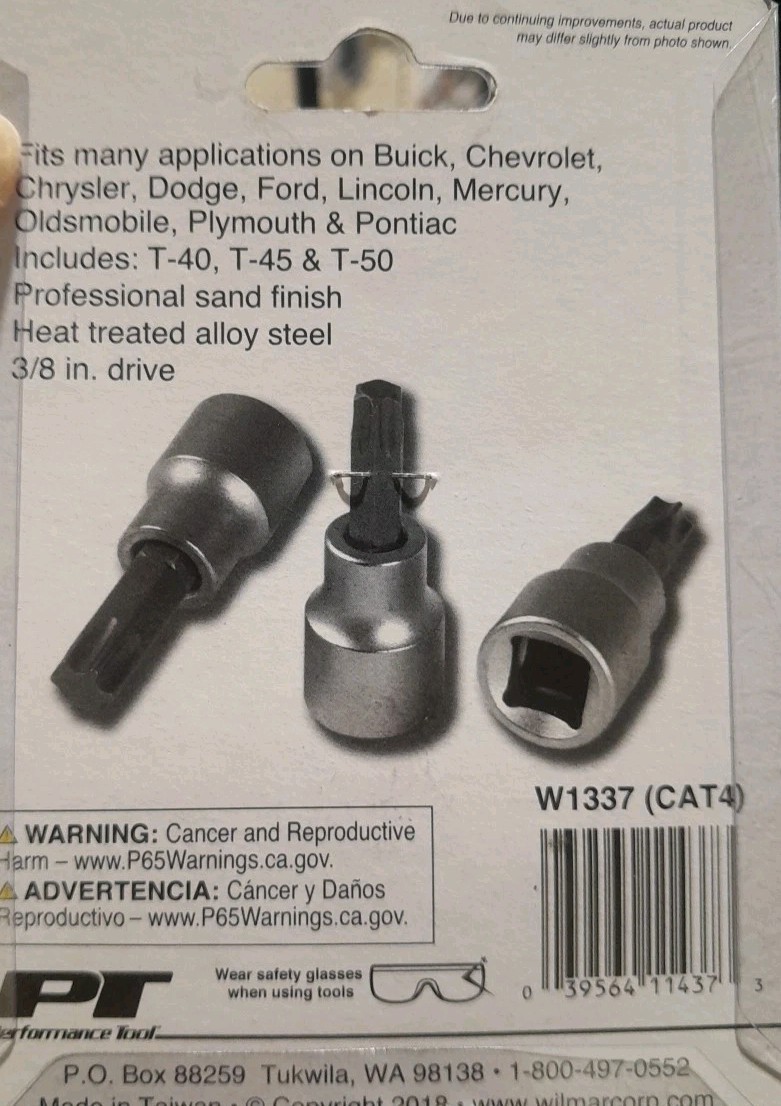 Wilmar W1337 Performance Tool 3/8 Drive 3 Piece Brake Caliper Star Bit Set