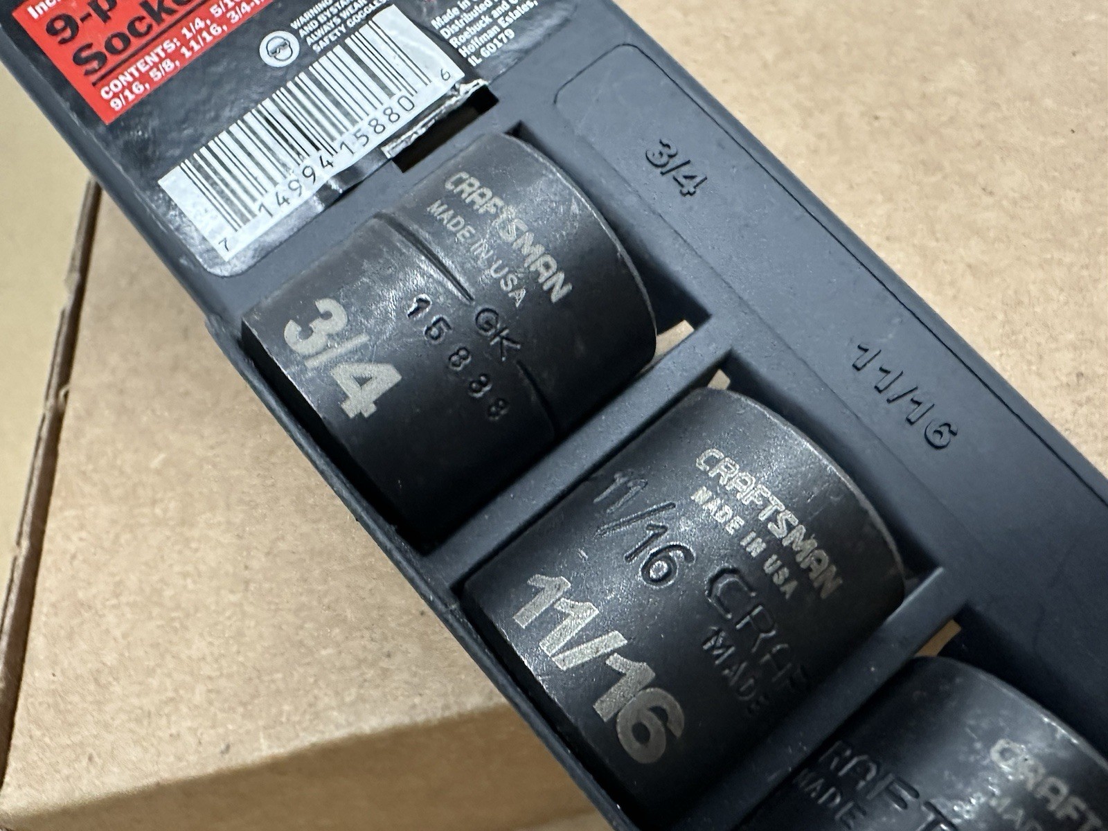 Craftsman GK 1/4″ to 3/4″ 6 Pt Shallow Impact Socket Set 3/8″ Dr 15880 USA *READ
