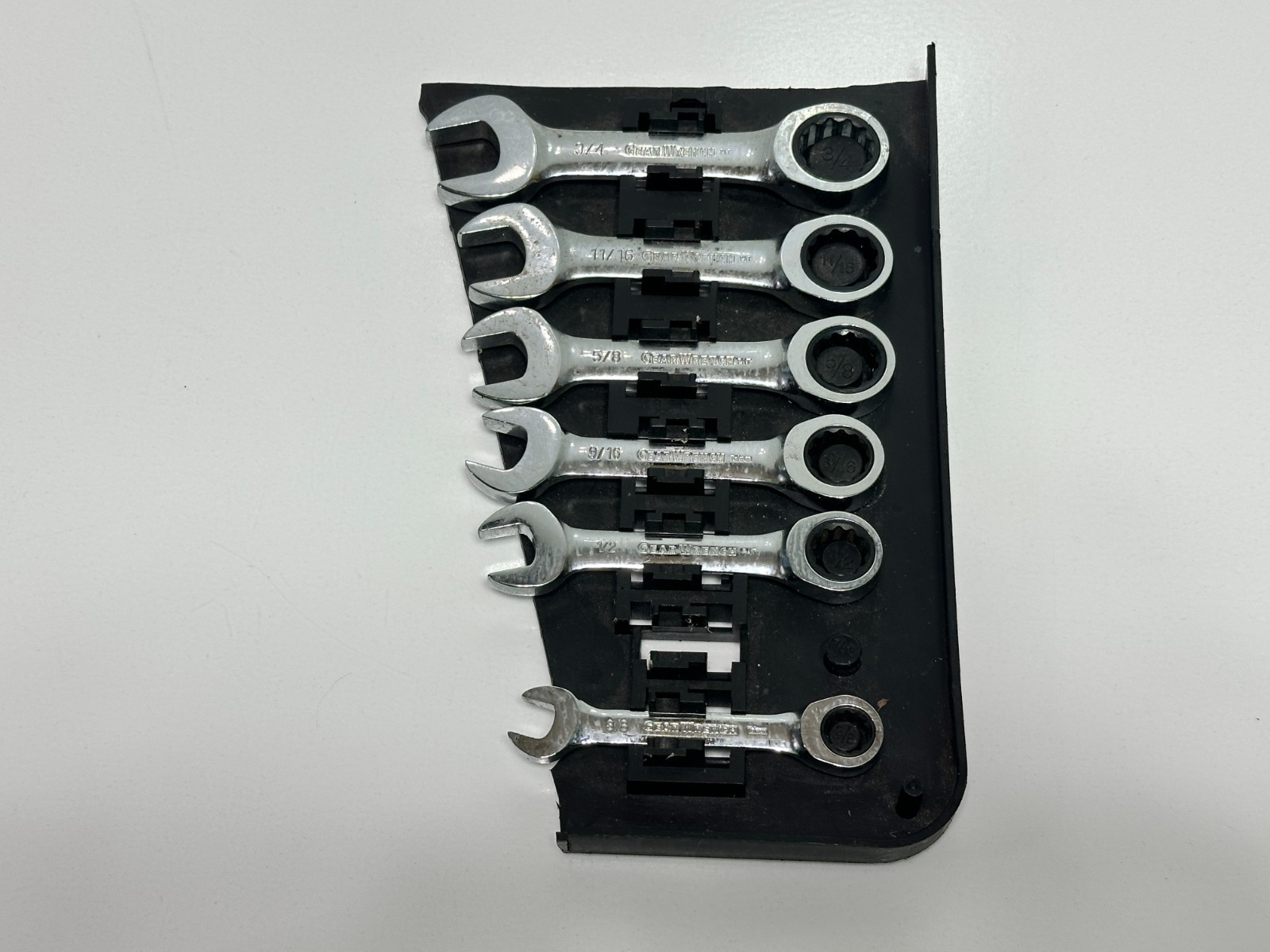 GearWrench Tools 6pc SAE Stubby Chrome Ratcheting Wrench Set (Missing 1), Case