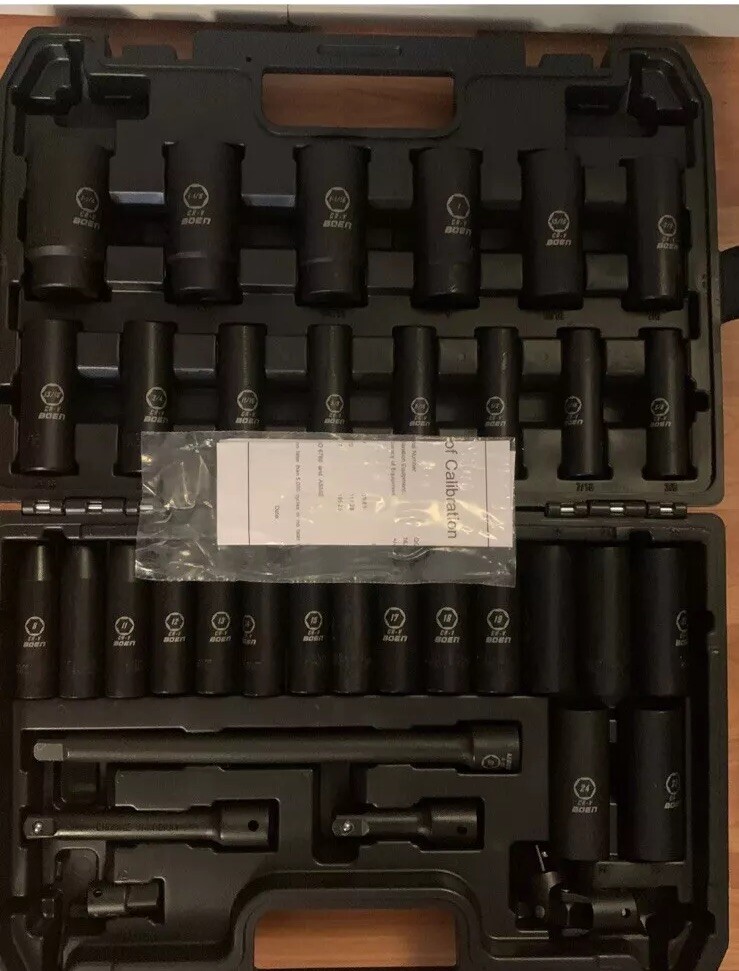 BOEN 1/2″ Drive Deep Impact Socket Set, 35 Piece Socket Set SAE 3/8″ to 1-1/4″