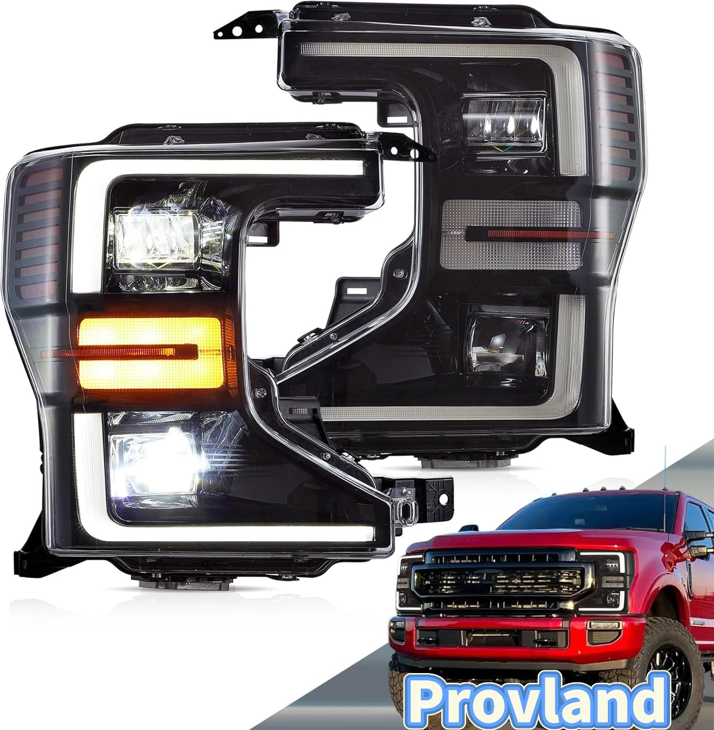 A Pair Black Full LED Headlights Fit Halogen 2020-2022 Ford F250 F350 Super Duty