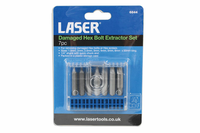 Laser 6844 7 Piece Damaged Hex Bolt Extractor Set