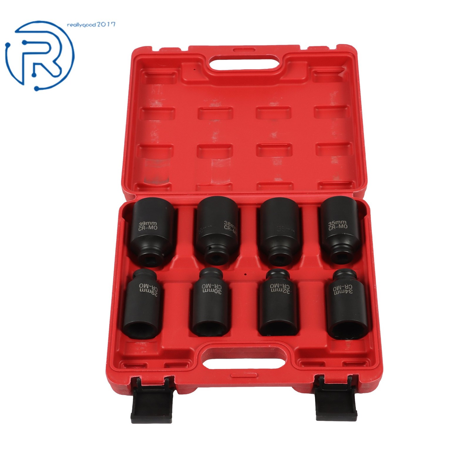 8pcs 1/2″ Impact Socket Set 12 Point 1/2″Drive Deep Spindle Axle Nut 29mm-39mm