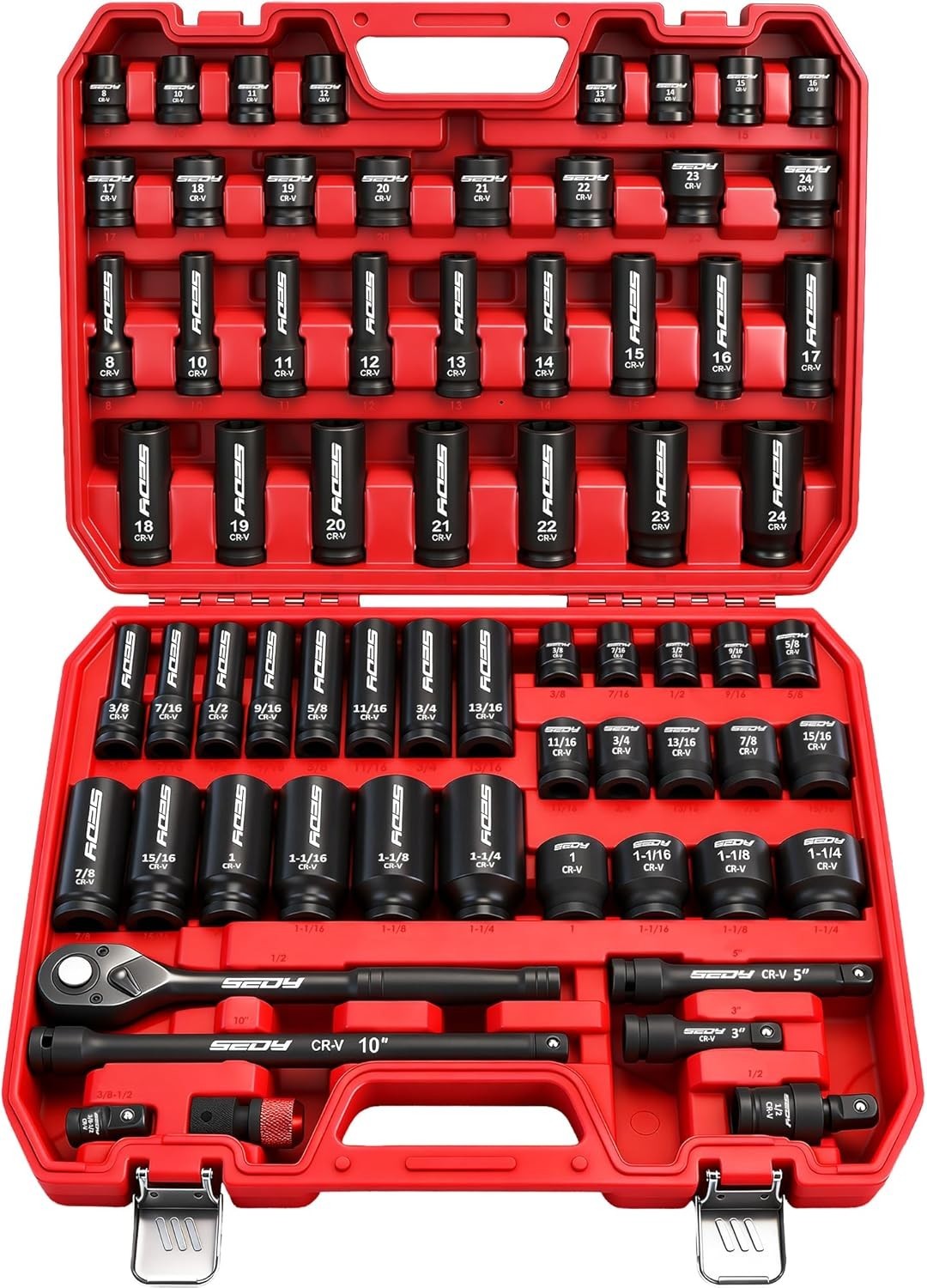 Master 1/2″ Drive Impact Socket Set, 67-Piece Standard & Deep Master Impact S…