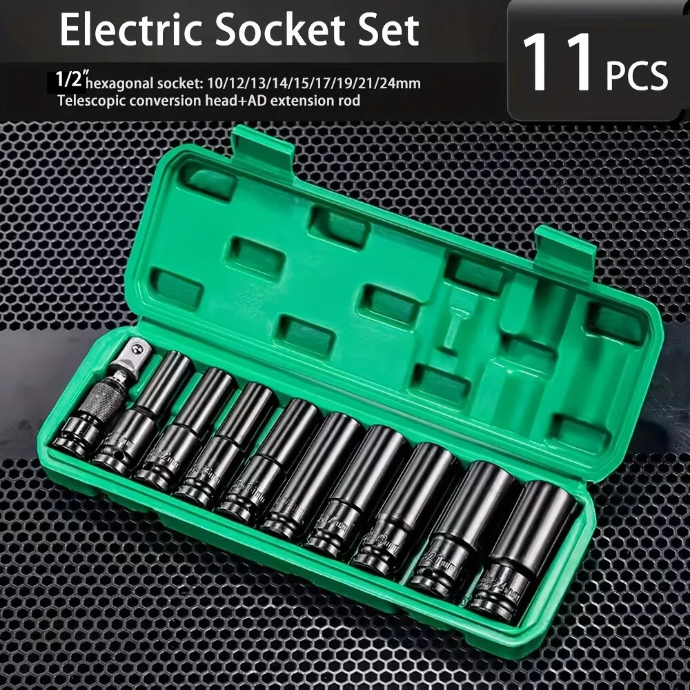 20pcs Metric Size (8-32mm) Impact Socket Sets, 6 Point Deep Sockets,CR-V Steel