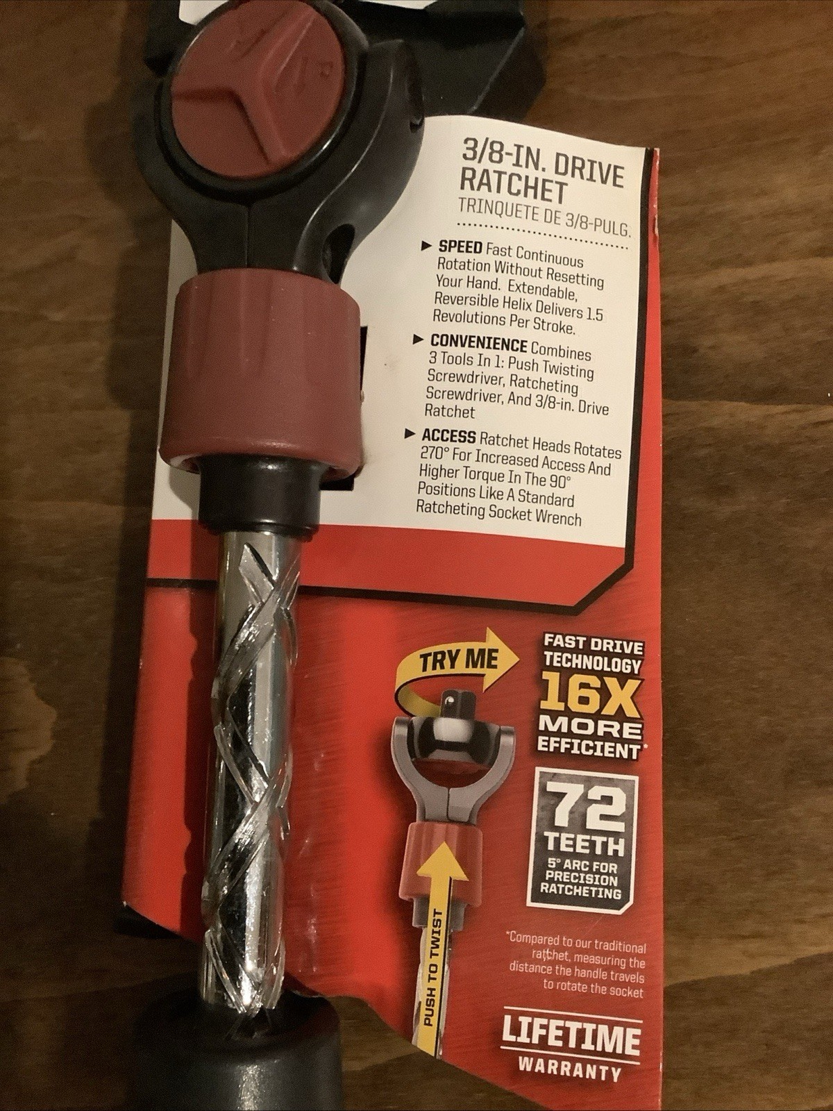 Craftsman 44578 MACH Series 3/8 Drive Ratchet Helix Shaft Push Twistspeed Action