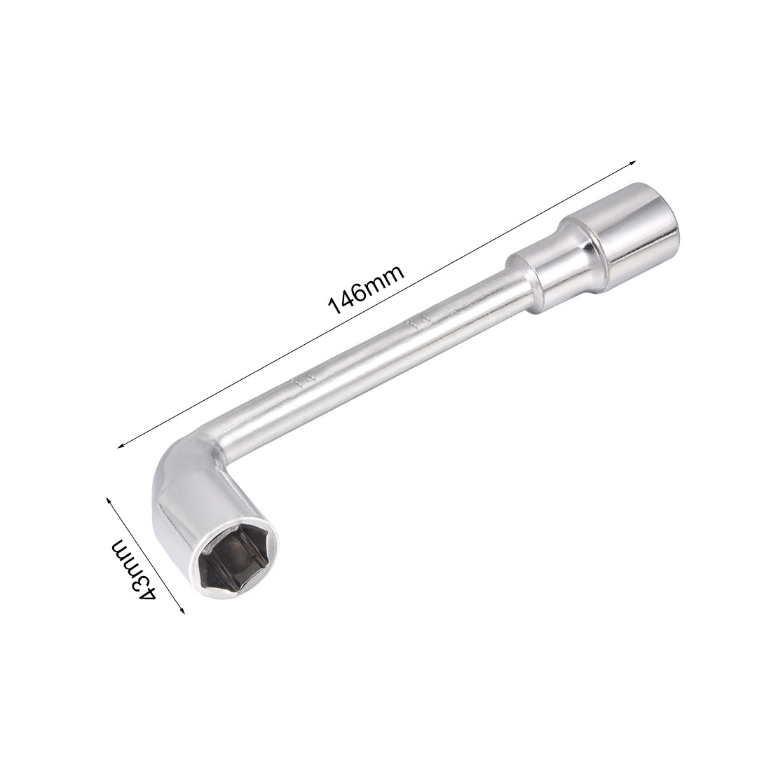 14mm Metric L Shaped Angled Open Hex 6 point Socket Wrench Silver New