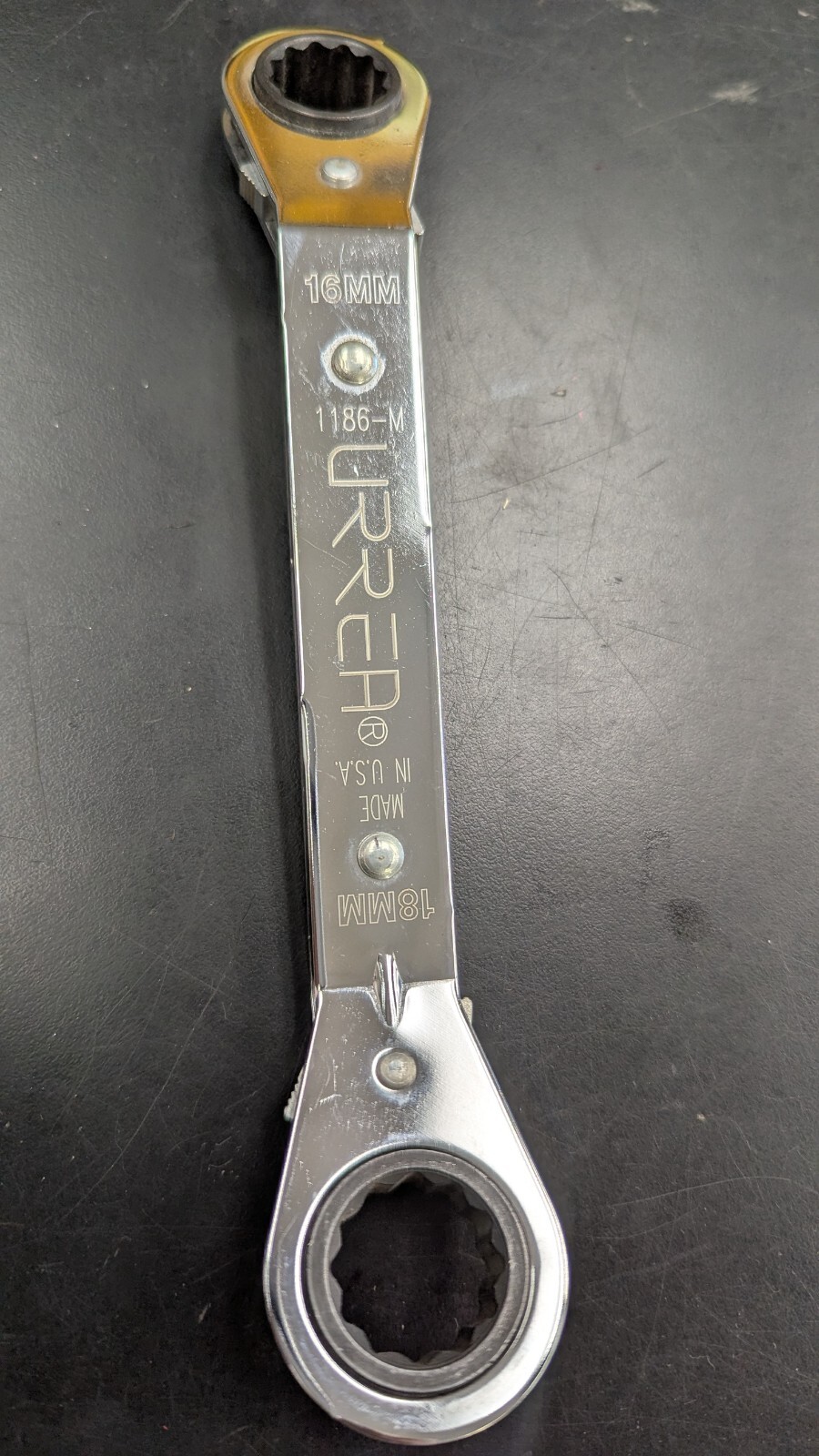 NEW URREA 1186-M Box End Wrench,16 x 18 mm Wrench, 12 Pt. 25 deg Offset-USA