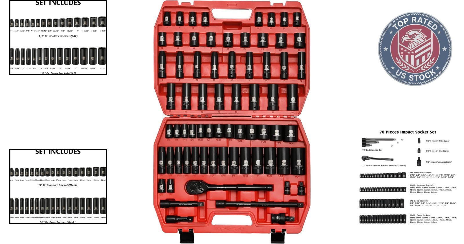 Durable 70-Piece Impact Socket Set with High-Torque Design – Quality Guaranteed