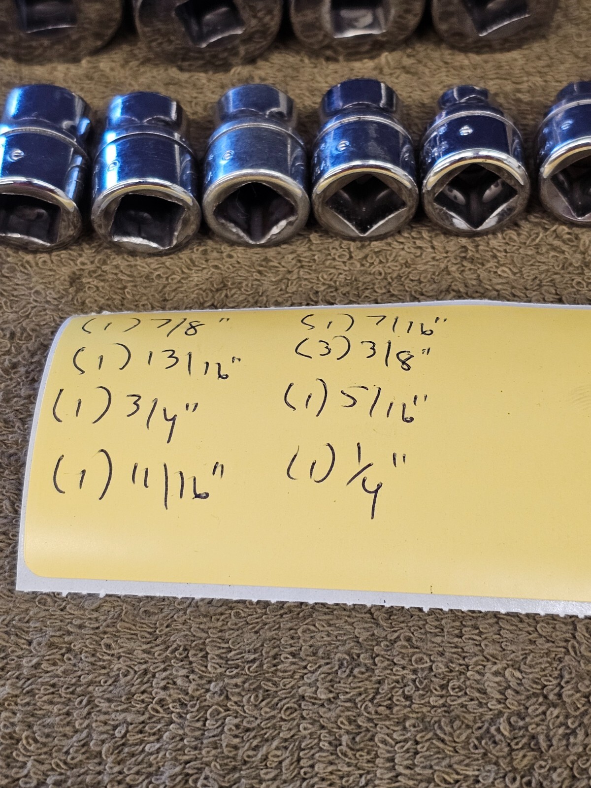 10 Skilcraft J31228 Socket Set 3/8 Drive Sae 7/8 13/16 3/4 11/16 7/16 1/4″ USA