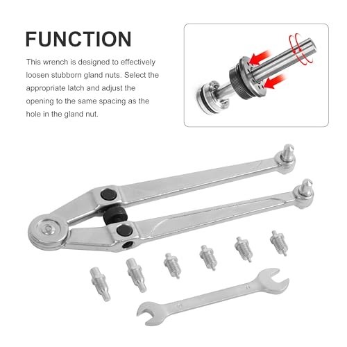 Adjustable Pin Spanner Wrench Set for Gland Nuts, 25/32″ to 3-15/16
