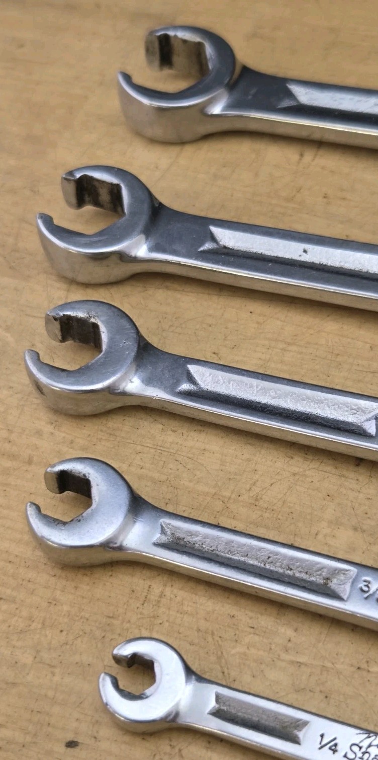 Vintage Snap On RXH605 – 6 Pc SAE 6 Pt Double Ended Flare Nut/Line Wrench Set