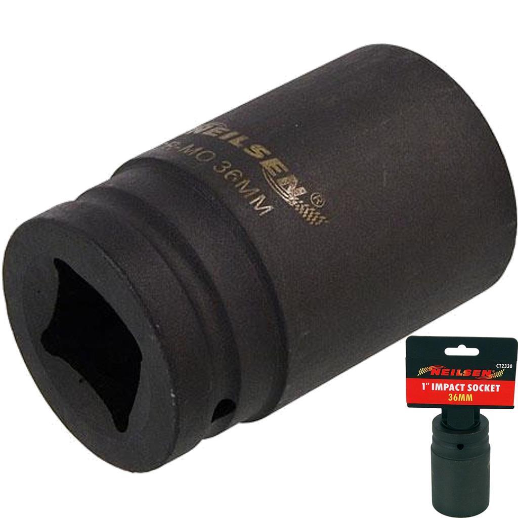 Neilsen 1″ Drive Standard Deep Square Metric Single Impact Socket 36mm