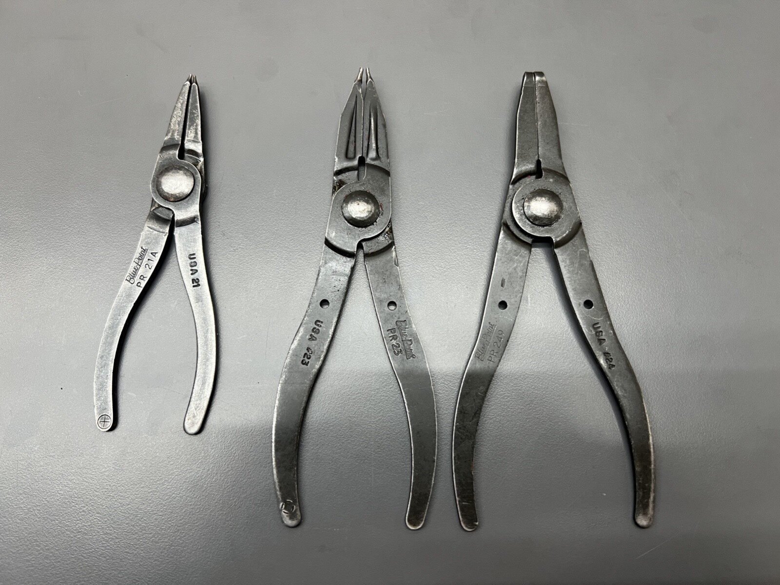 (C) SNAP ON BLUE POINT 3PC FIXED SNAP RING PLIERS SET – PR21A, PR23, PR249 – USA