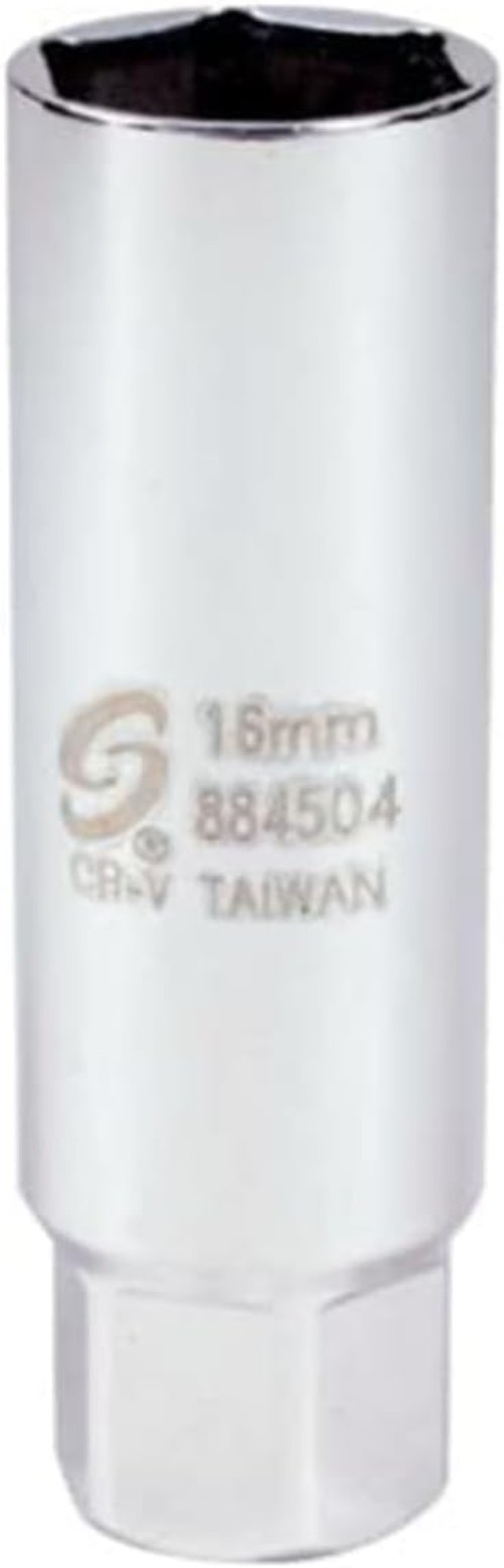 Precision 16mm Spark Plug Socket, 3/8″ Drive Thin Wall Design, Polished Finish