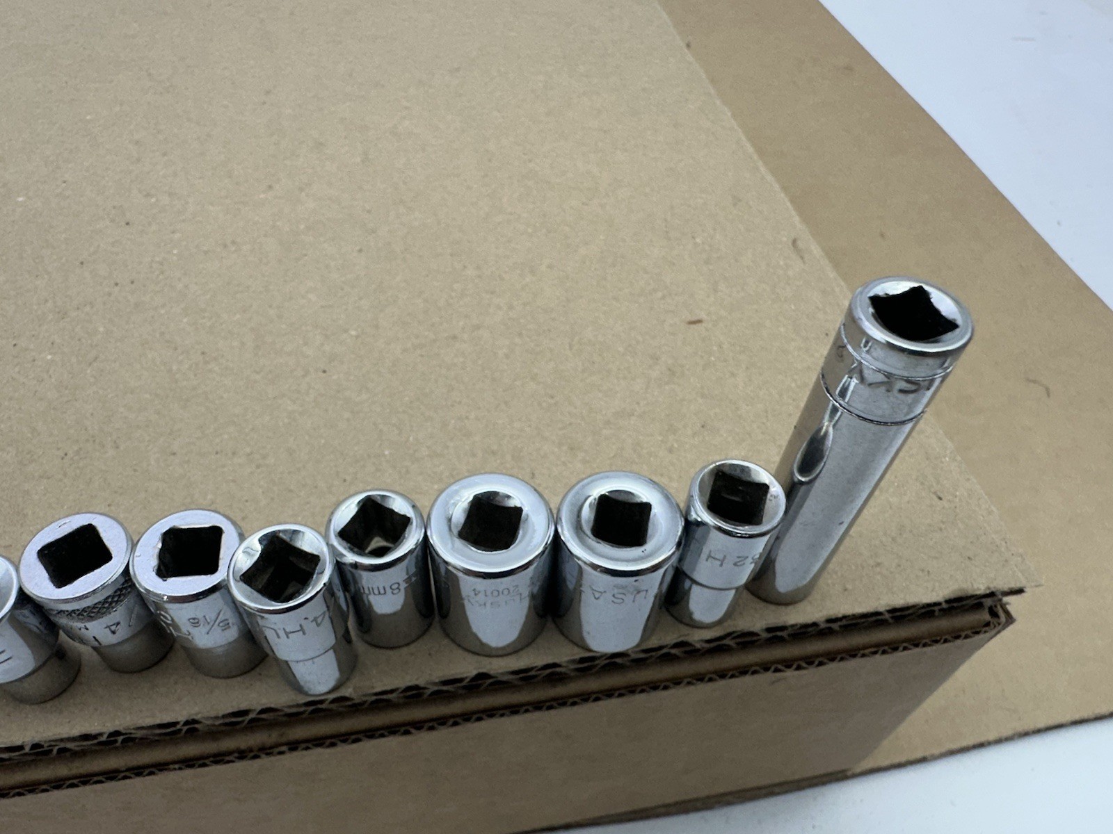 Set Lot of 11 Mixed Husky USA SAE Metric 1/4″ Drive Sockets Assorted Sizes