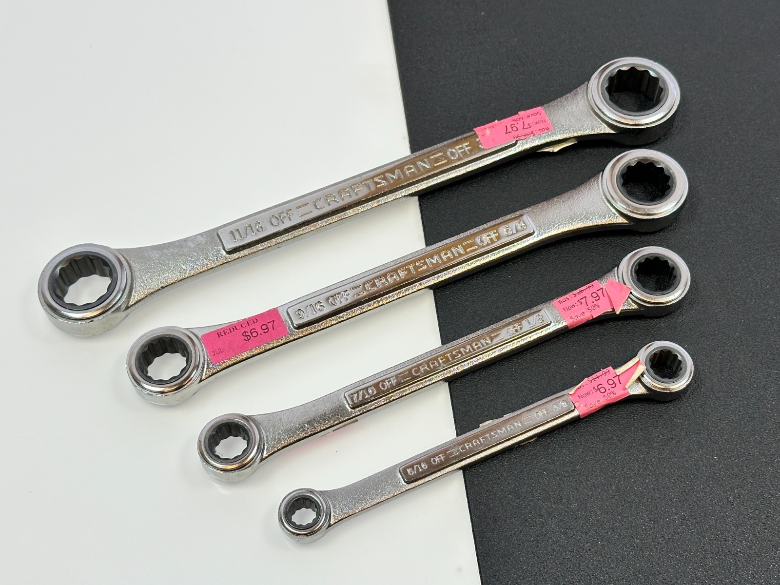 NOS Craftsman USA 42446 SAE 5/16″-3/4″ Ratcheting Double Box Wrench Set (Rare)