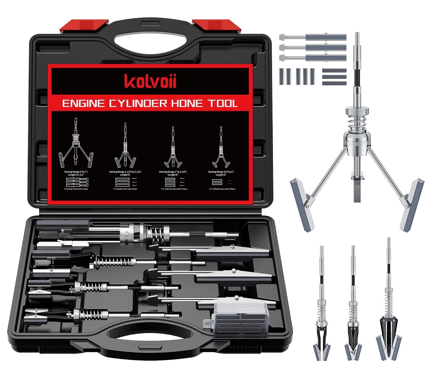 Cylinder Hone Tool Set with Tool Box, Adjustable Engine Cylinder Honing Tool