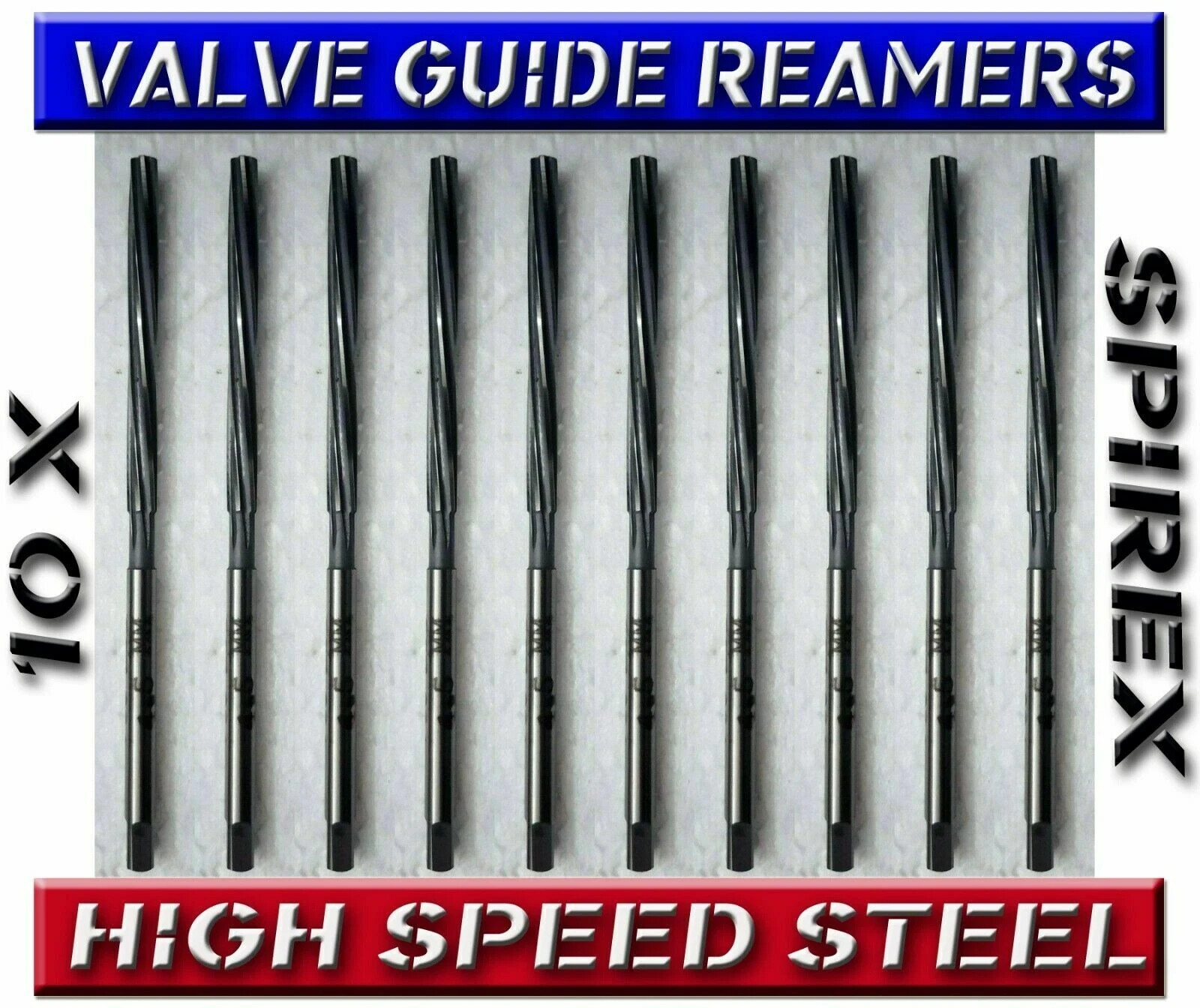 10 x VALVE GUIDE REAMER KIT 4.5,5,5.5,6,7,8,9,10,11/32″,3/8″ LONG FLUTE SPIREX