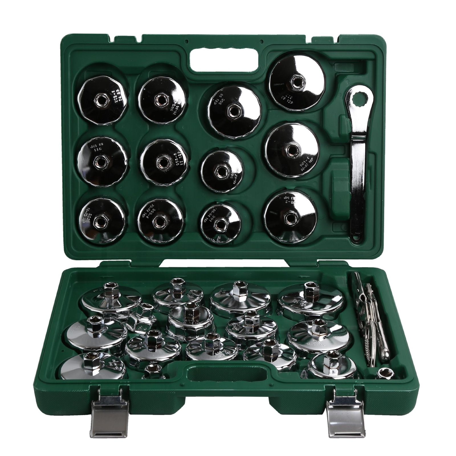 1/2″ Dr Oil Filter Socket Cup Type Cap Set & Adjustable Wrench Removal Tool 31PC