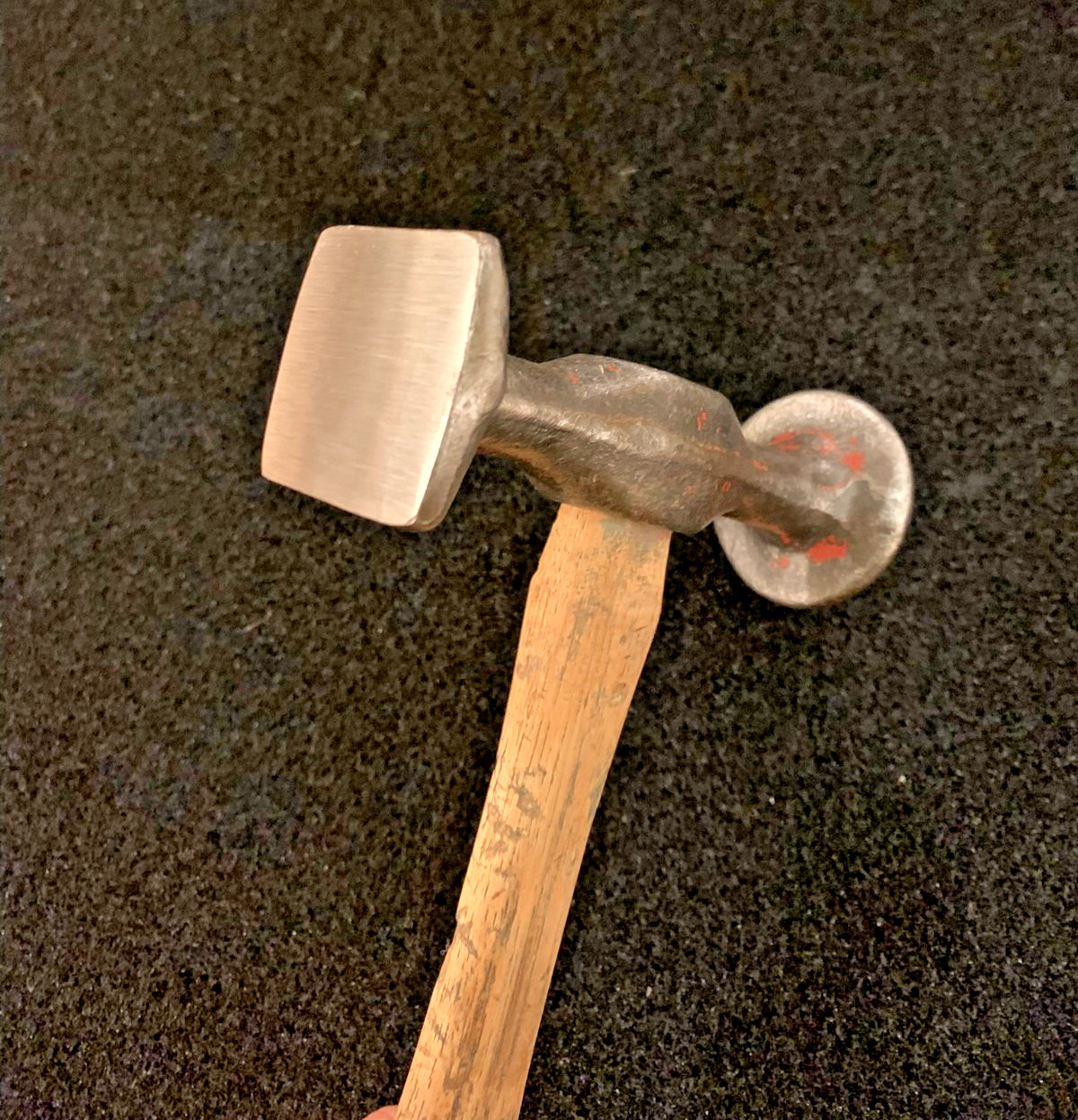 Auto body hammer, square and round face hand tool. Unmarked, dressed
