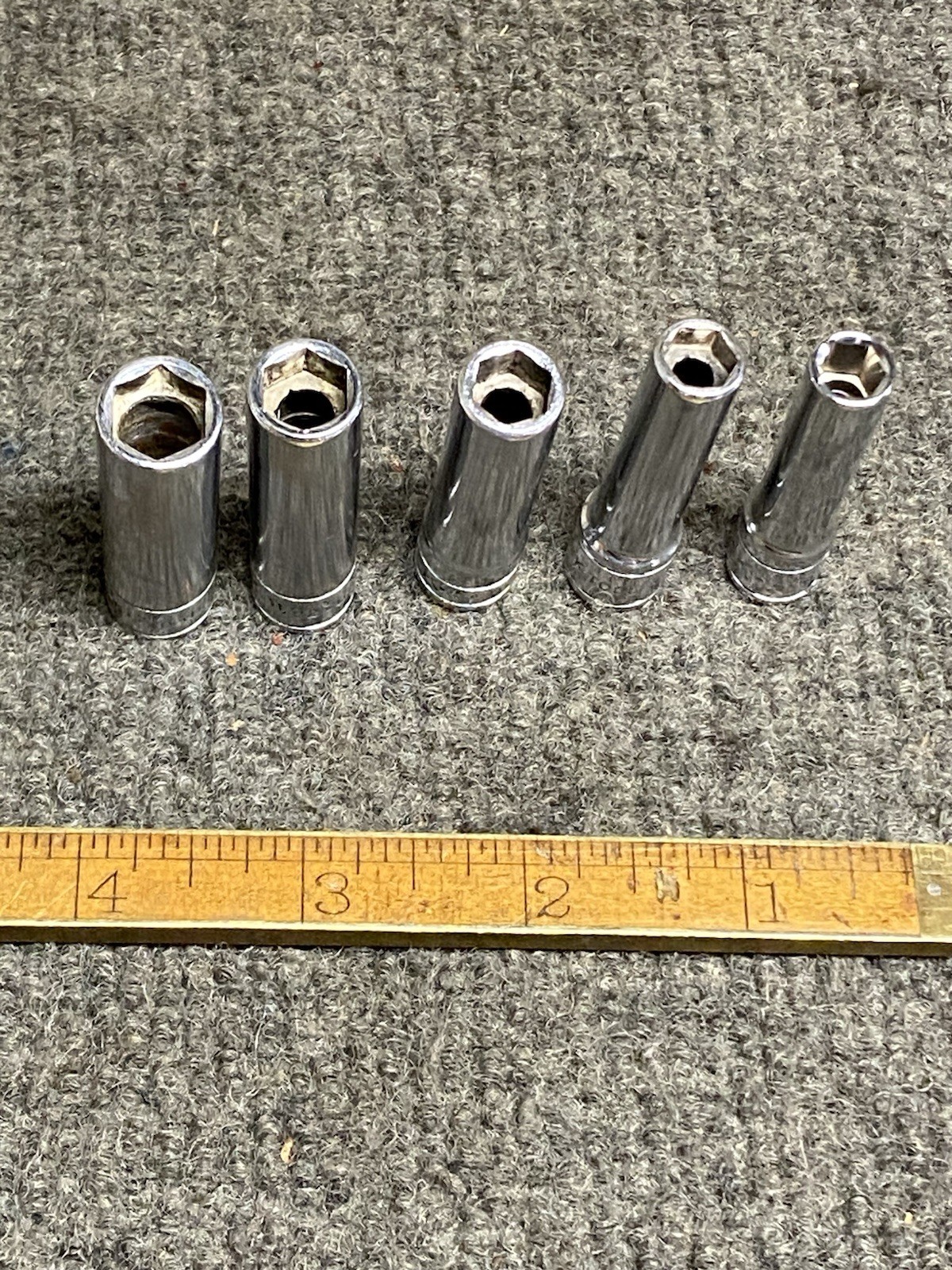 Vintage SK 1/4” Dr Deep Socket Set 5 Pc. 1/4” – 3/8” USA 6 Pt