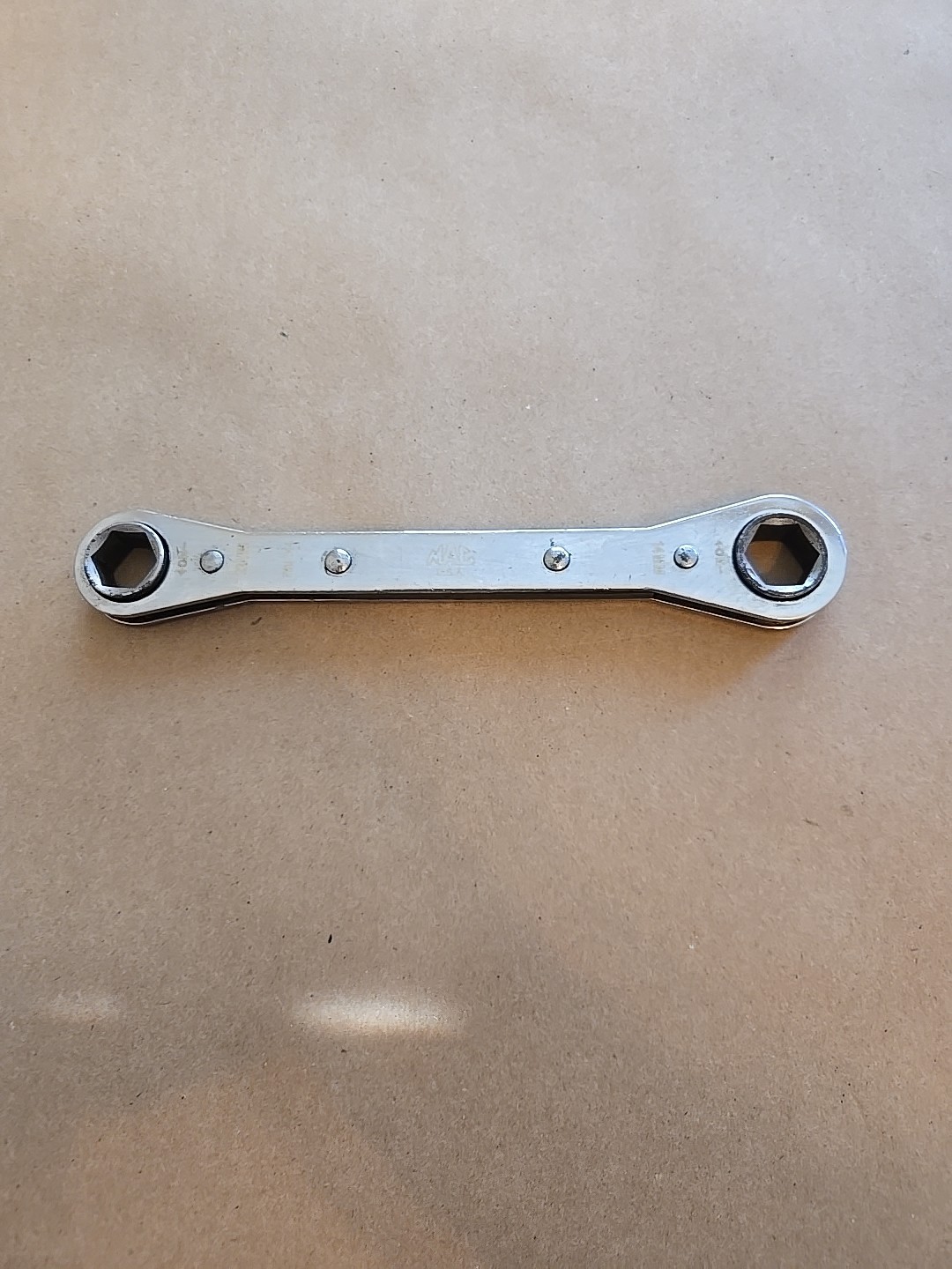 Mac Tools 13MM-14MM 6PT Metric Chrome Ratcheting Box Wrench USA RWM1314