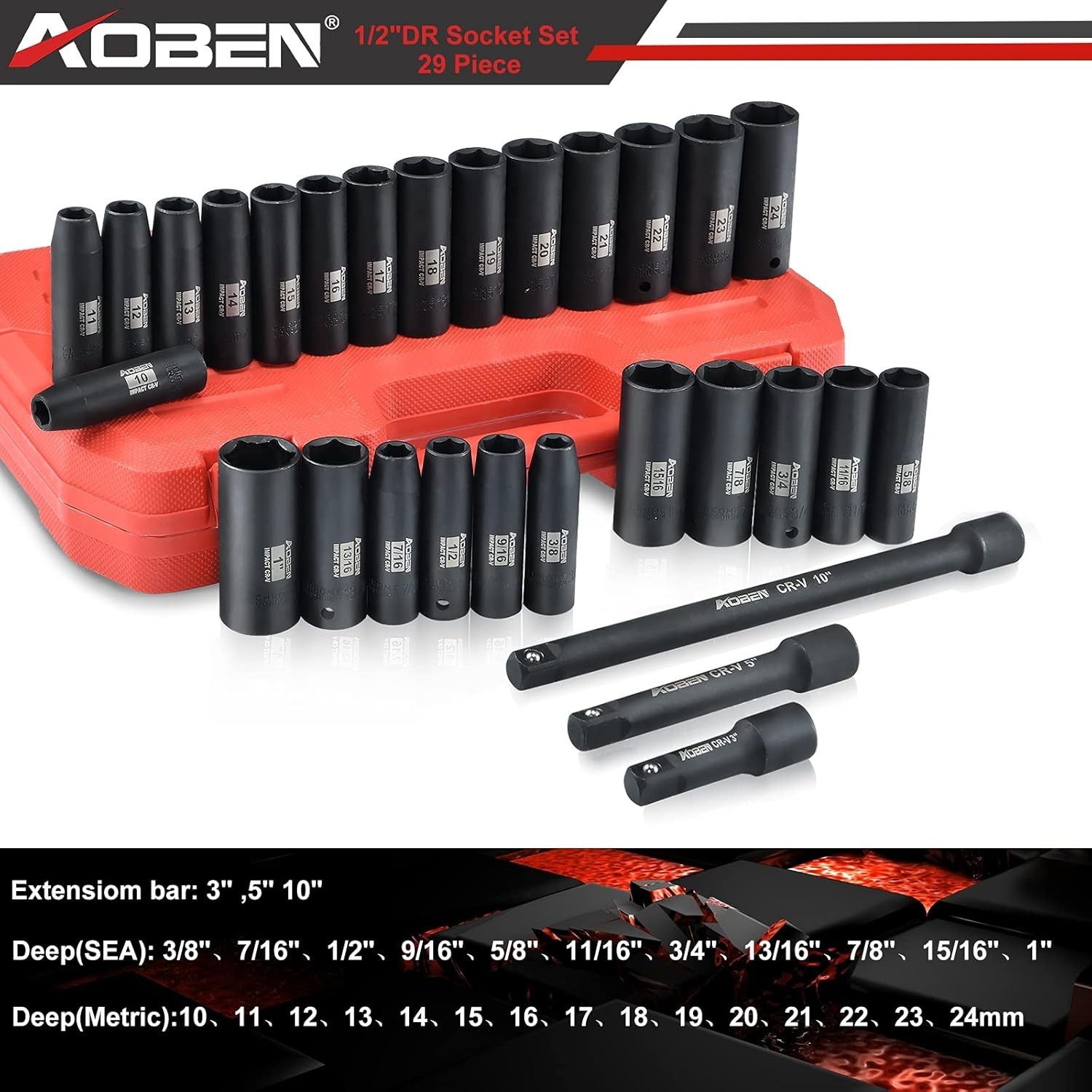 High-Torque 29-Piece Impact Socket Set with Corrosion-Resistant Finish