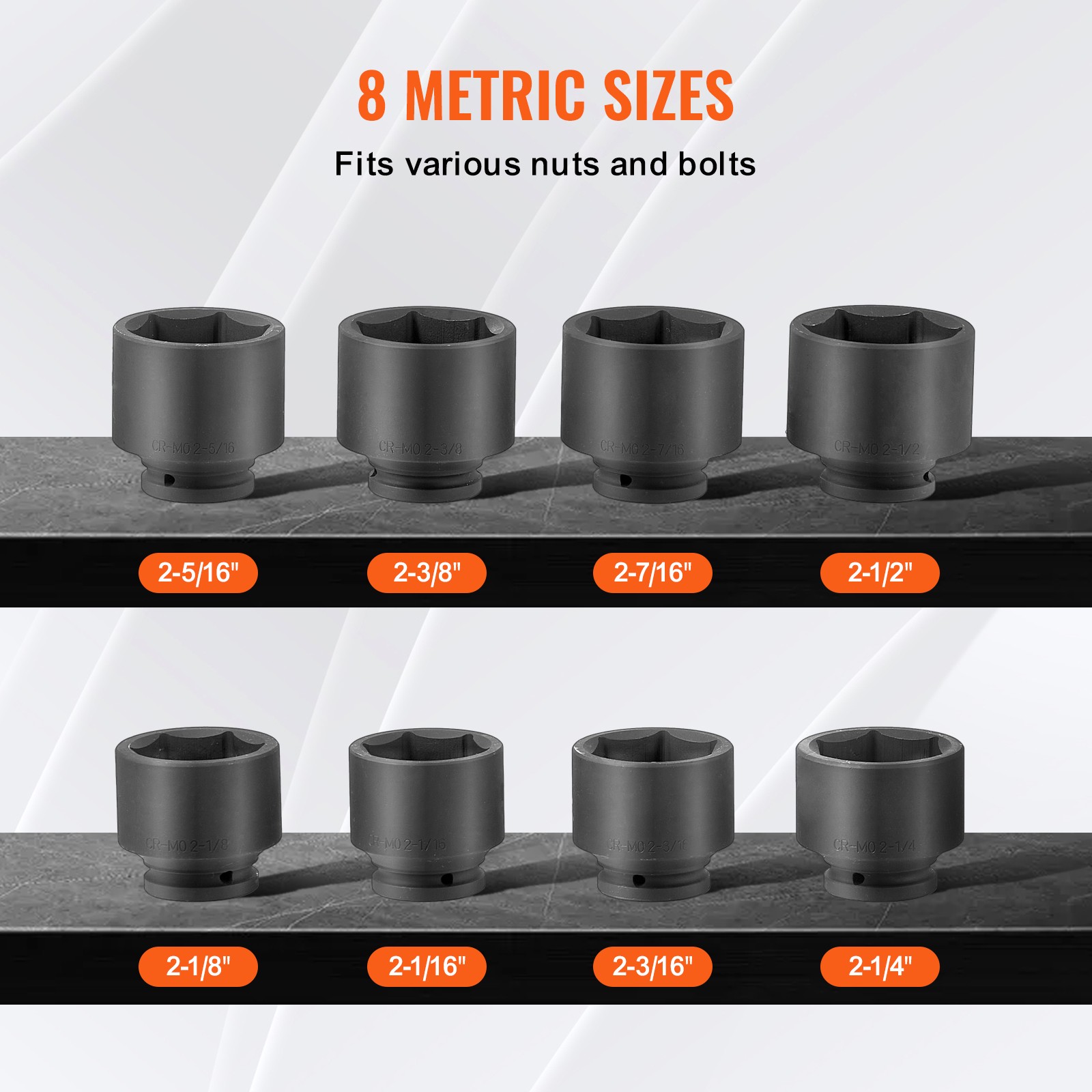 Uimoso 8PCS 3/4″ Drive 6-Point SAE Axle Nut Impact Socket Set