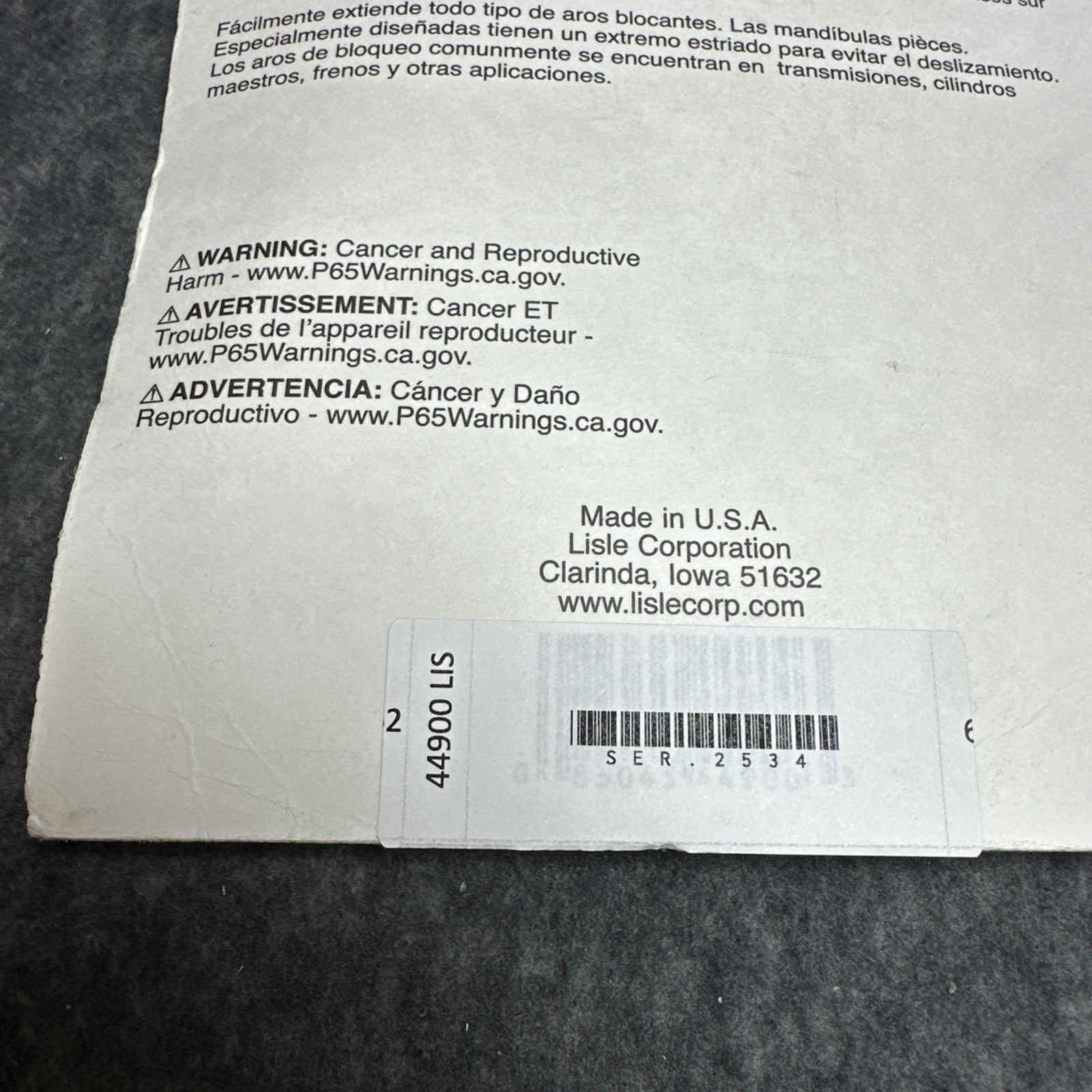 Lisle 44900 Lock Ring Pliers for Lock Rings NEW