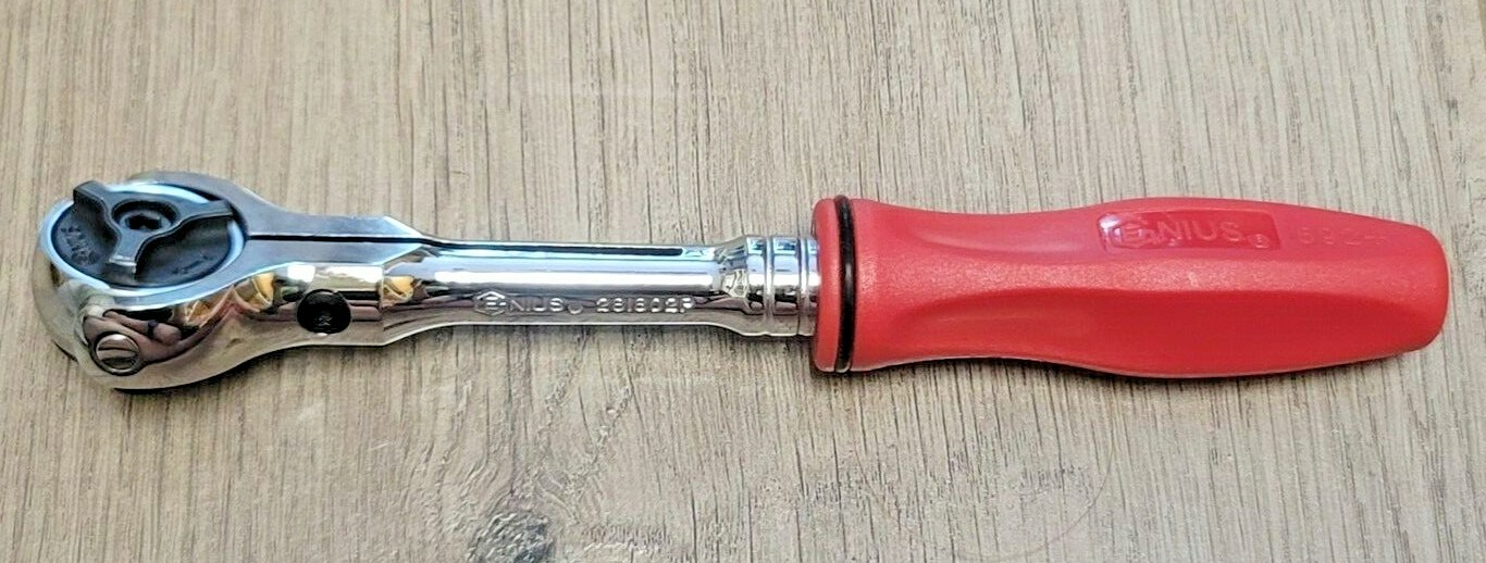 Genius Tools 1/4″ dr Long Handle Rotor Head Ratchet w/Ergo Grip #281802P