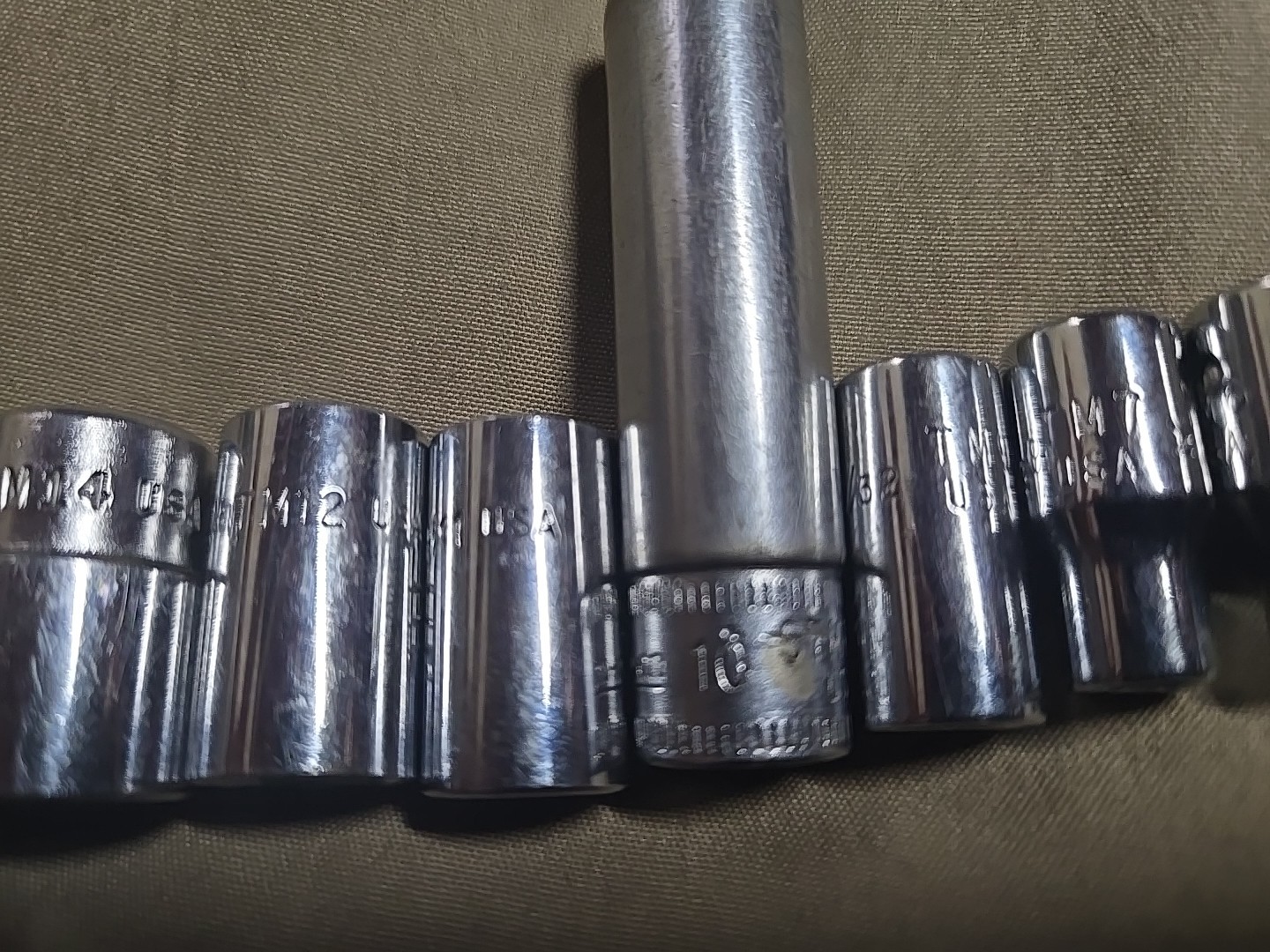 Snap-On Tools TM6-18 9/16in 1/4” Drive 6-Point Shallow Socket (Set Of 9)