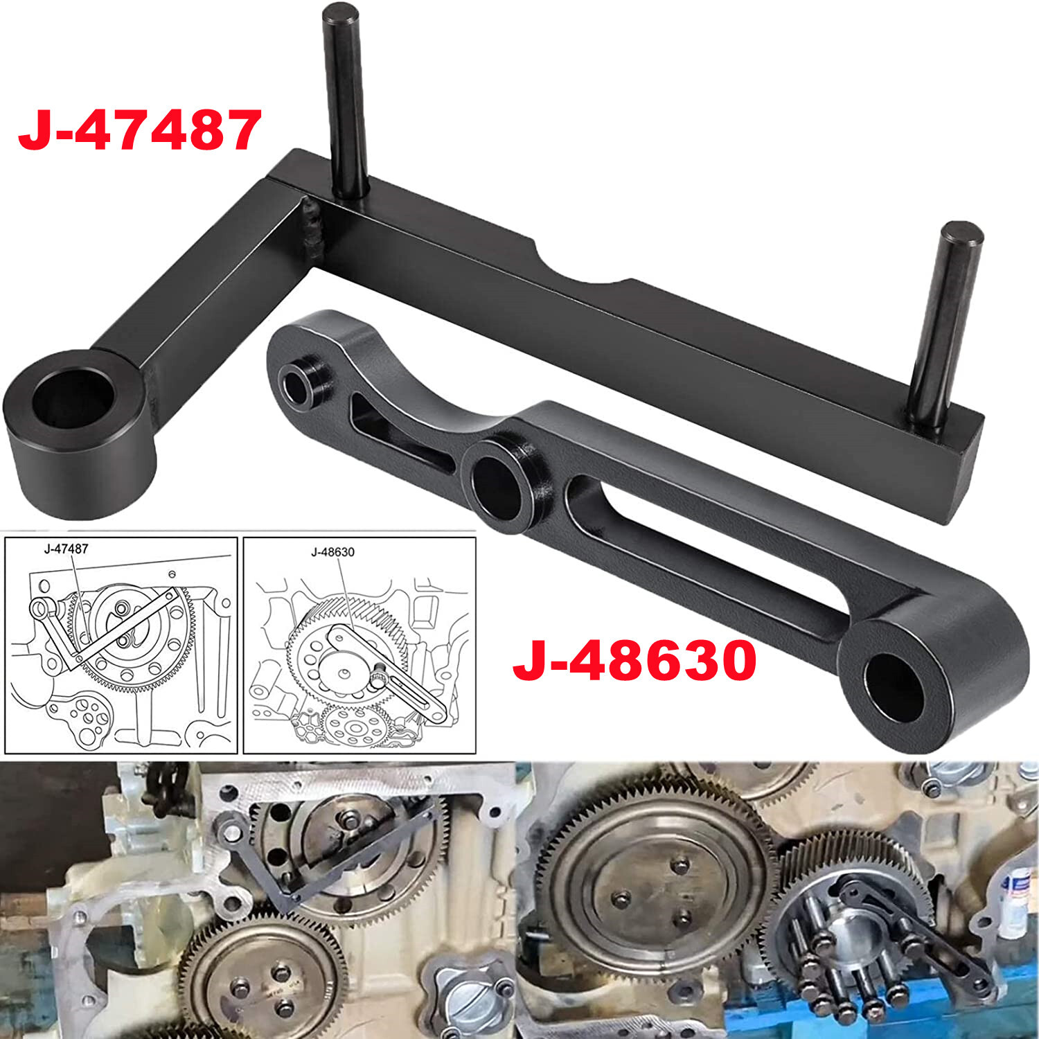 Detroit Diesel DD13/15 Idler 3 Cantilever Tool J-47487+TDC Locating Tool J-48630