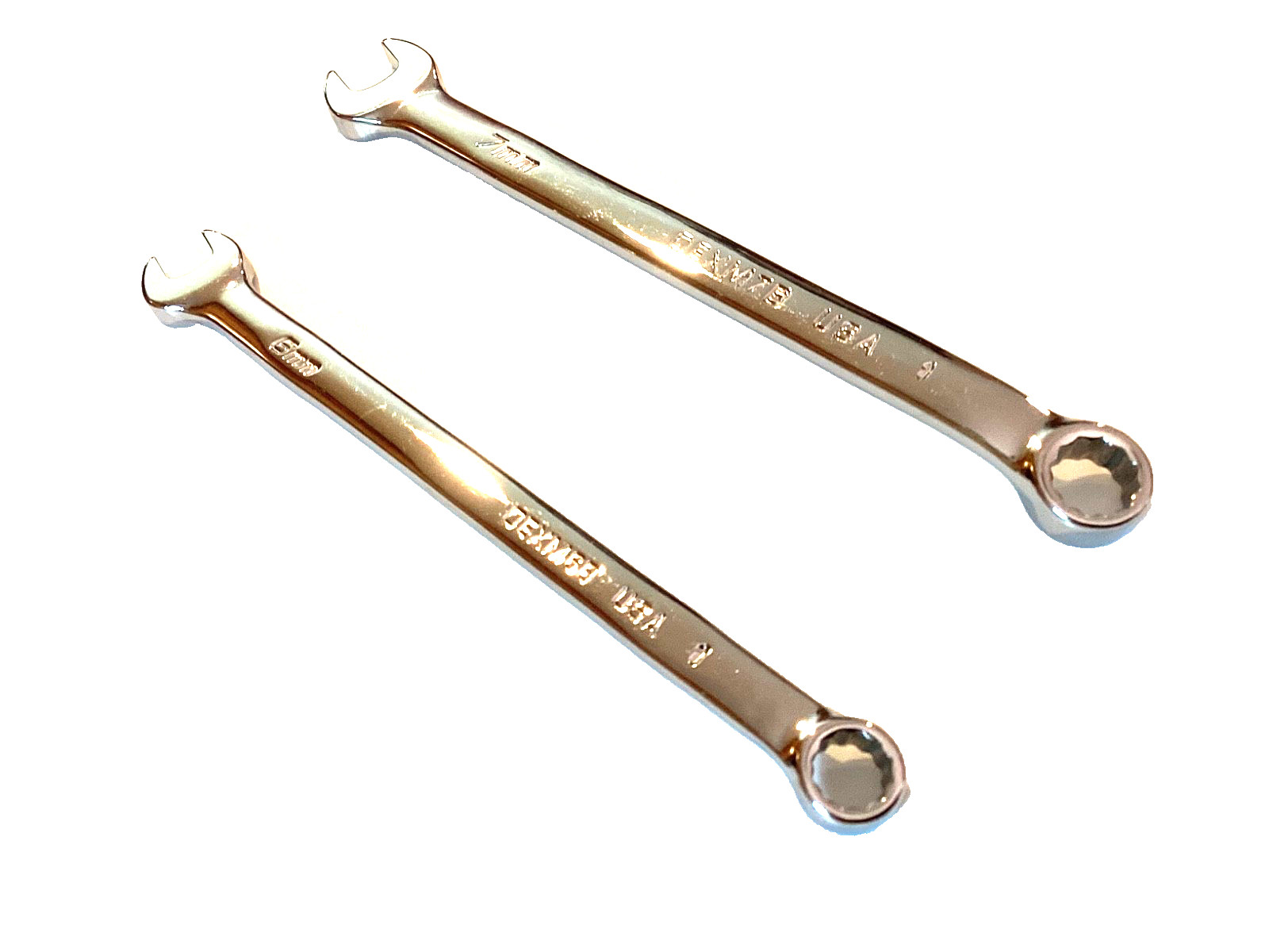Snap On USA NEW 2 Piece 6MM 7MM Metric Add On Chrome Wrench Set OEXM6B OEXM7B