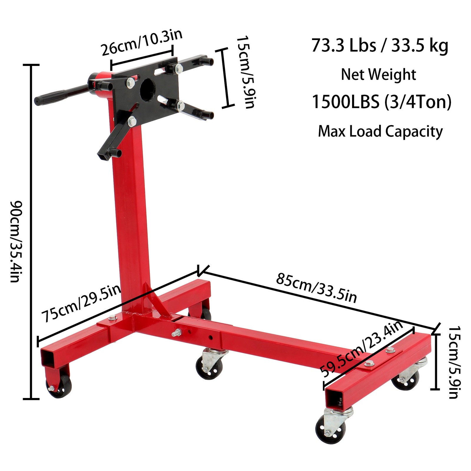 LABLT 3/4 Ton 1500lb Capacity Rotating Engine Stand Motor Hoist Auto Repair Jack