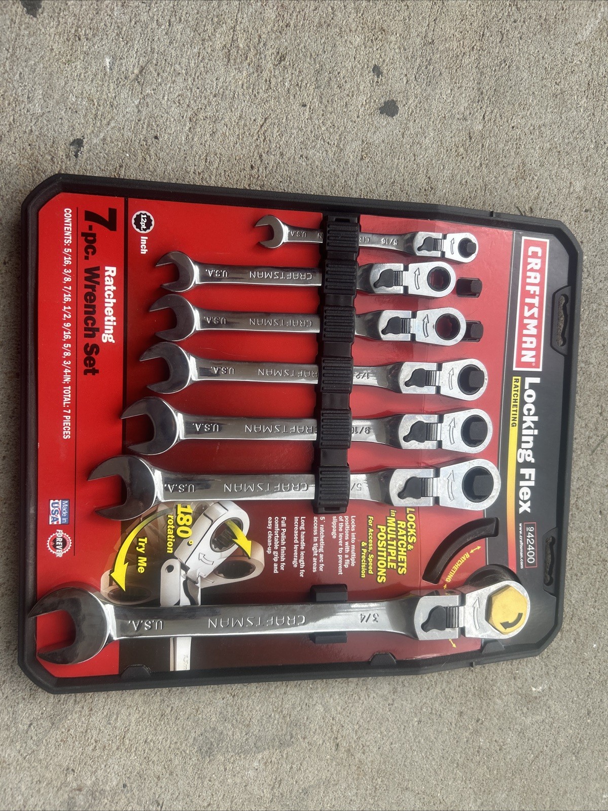 Craftsman 42400 USA 🇺🇸 Made 7pc Locking Flex Ratcheting Wrench Set NEW