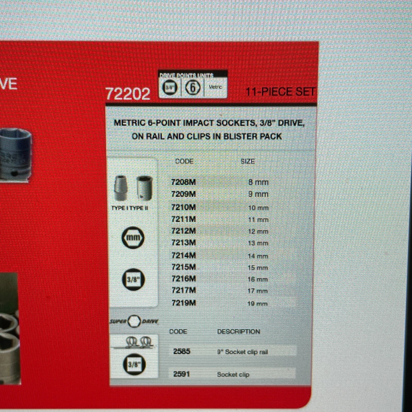 URREA 72202 – 11 Piece Impact Socket Set, 6 Pt. Metric, 3/8″ Drive