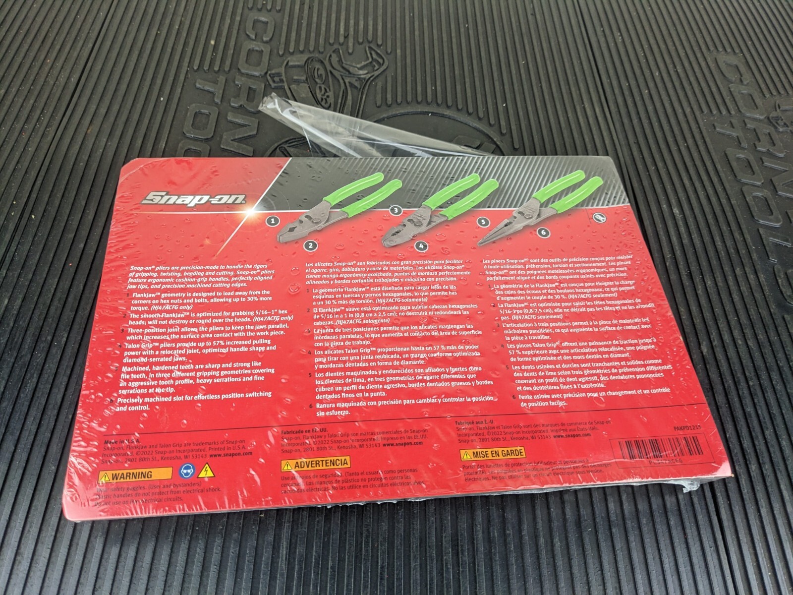 #ba860 Snap-on Tray for USA Green 3pc Soft Grip Slip Joint Pliers PL347ACFG